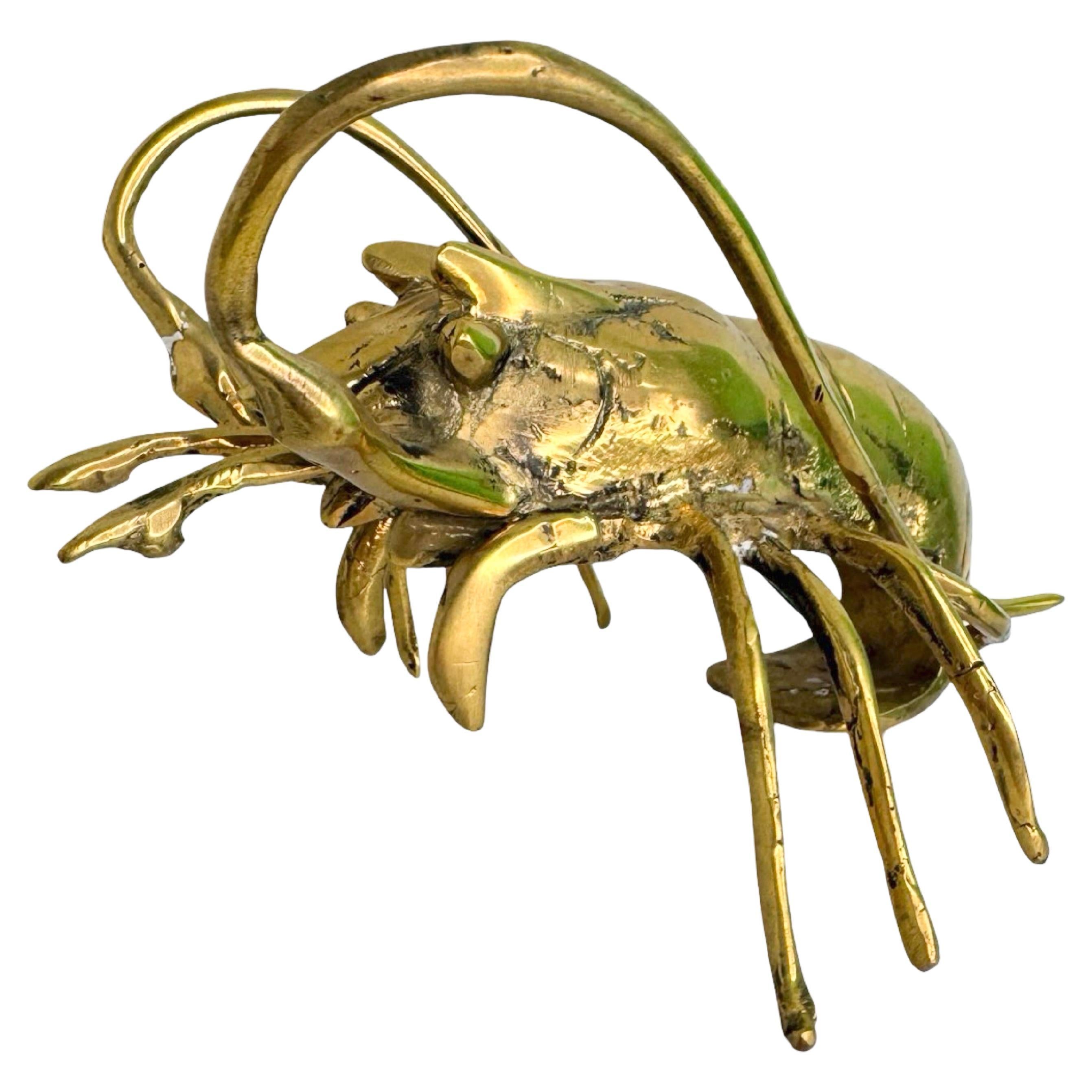 Magnifique sculpture de homard en laiton et bronze, Vintage, Italie, années 1980