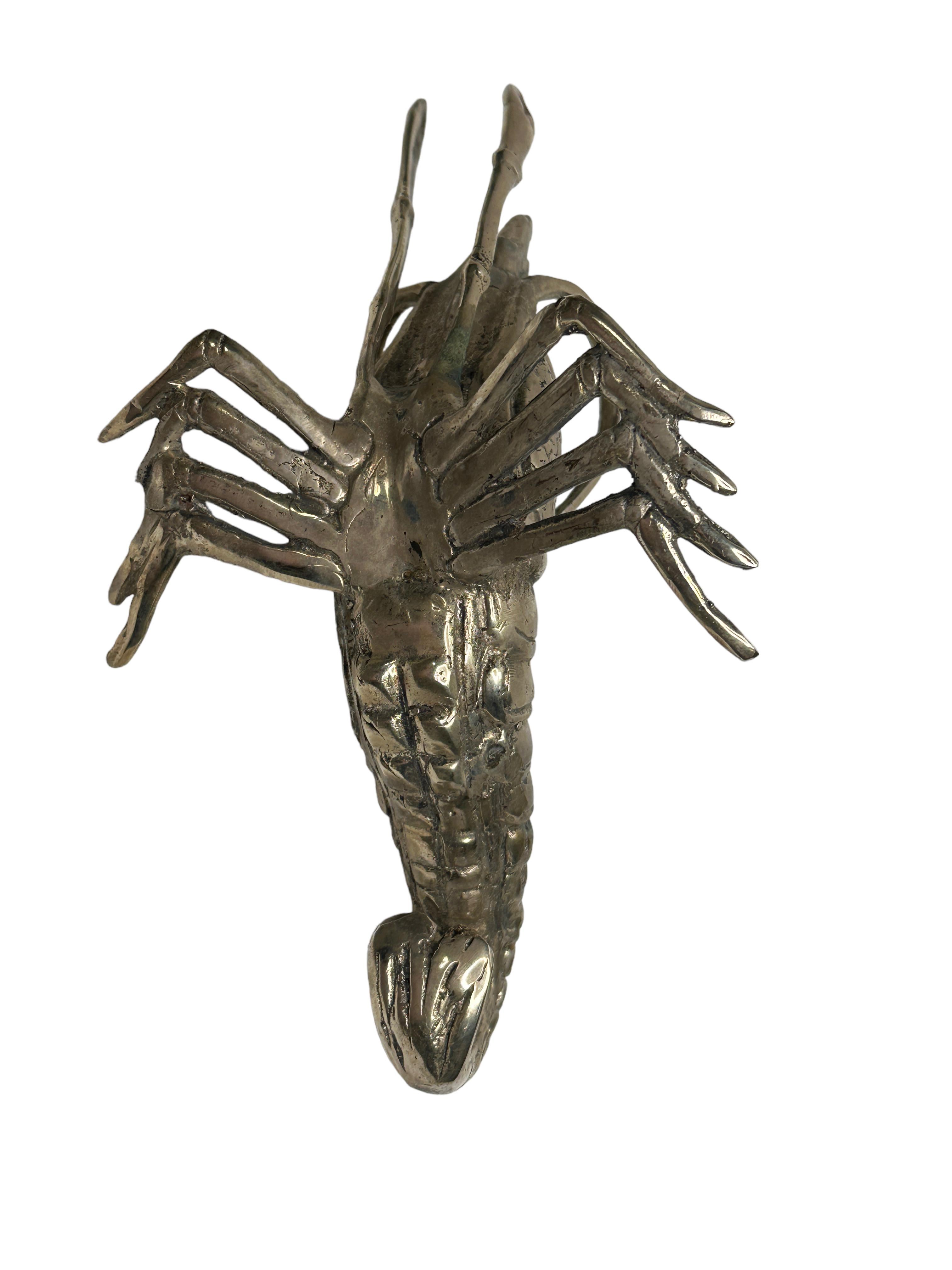 Beautiful Lobster Sculpture Nickeled Metal, Vintage, Italy, 1980s For Sale 2