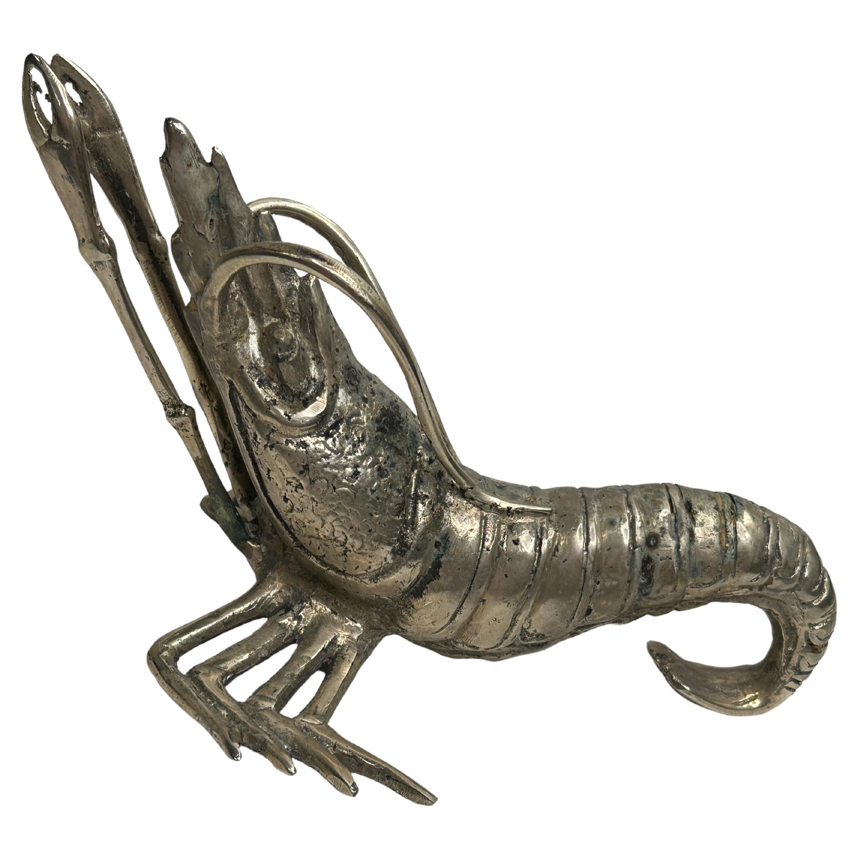 Magnifique sculpture de homard en métal nickelé, vintage, Italie, années 1980