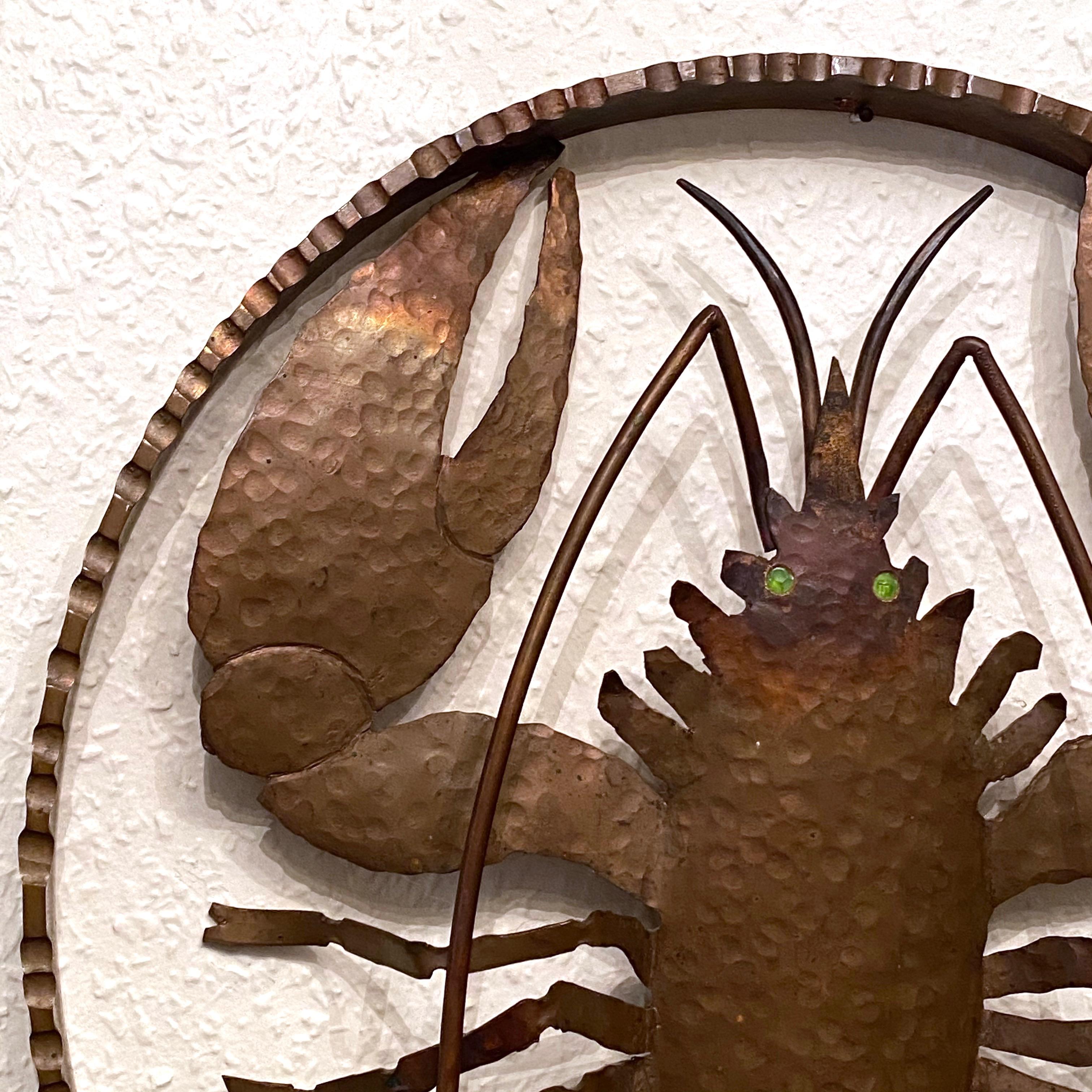 Metal Beautiful Lobster Wall Sculpture Plaque Sign Brutalist Vintage, German, 1960s For Sale
