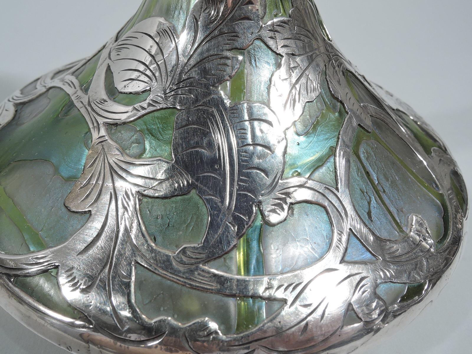 Beautiful Loetz Art Nouveau Silver Overlay Vase 1
