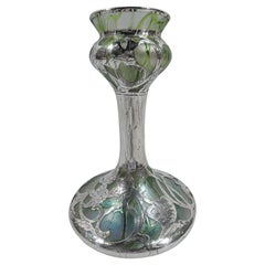 Beautiful Loetz Art Nouveau Silver Overlay Vase