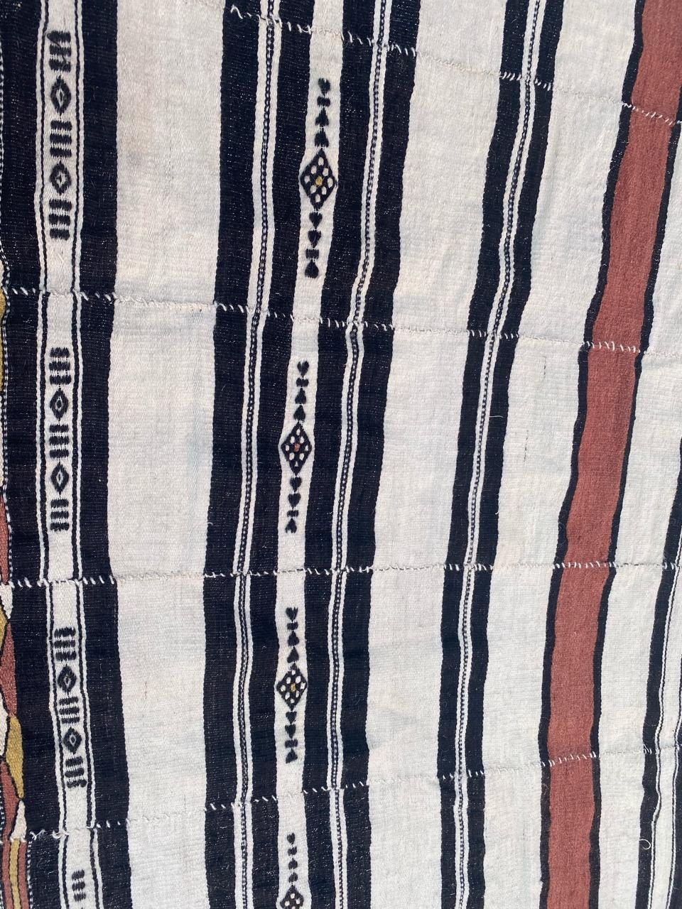 Bobyrug’s Beautiful Long Antique Tribal Malian Woven Kilim For Sale 3