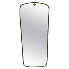 Beautiful Long, Heavy Midcentury Brass Wall Mirror by Münchener Zierspiegel