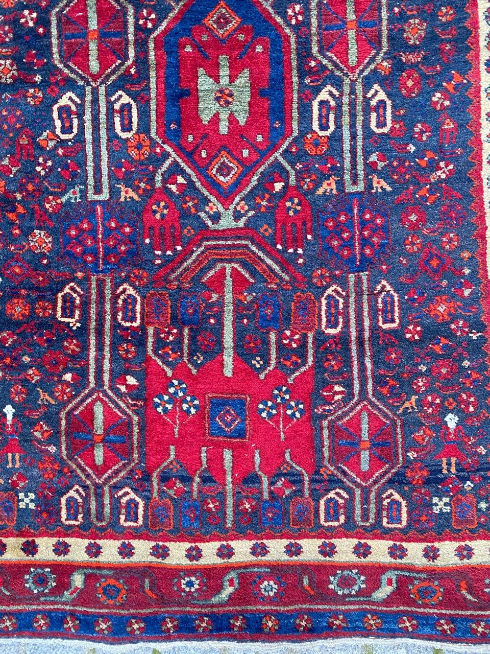 Nice long rug with beautiful tribal design and nice colors, entirely hand knotted with wool velvet on cotton foundation.

✨✨✨
