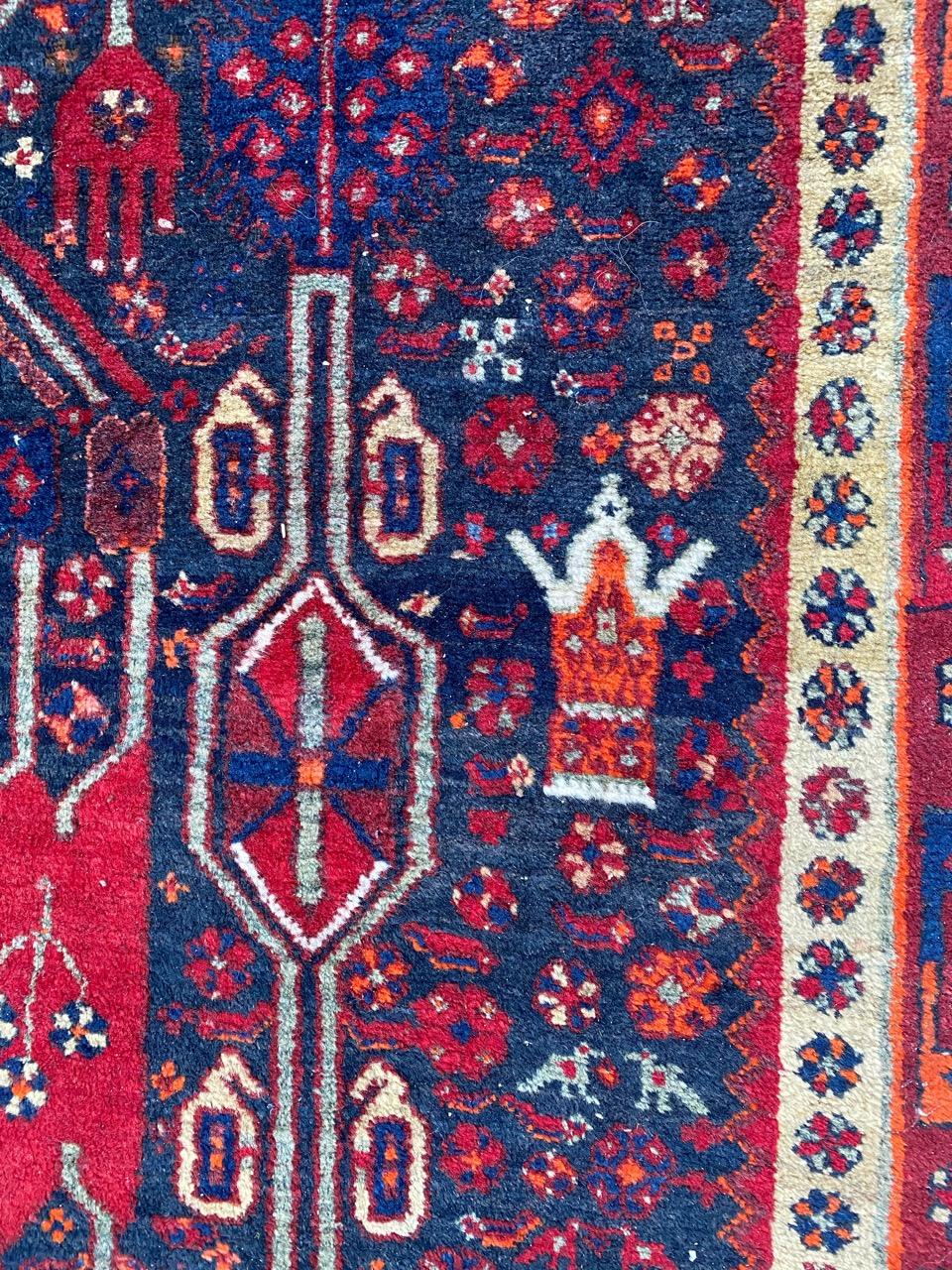 Hand-Knotted Bobyrug’s Beautiful Long Vintage Bijar Rug For Sale