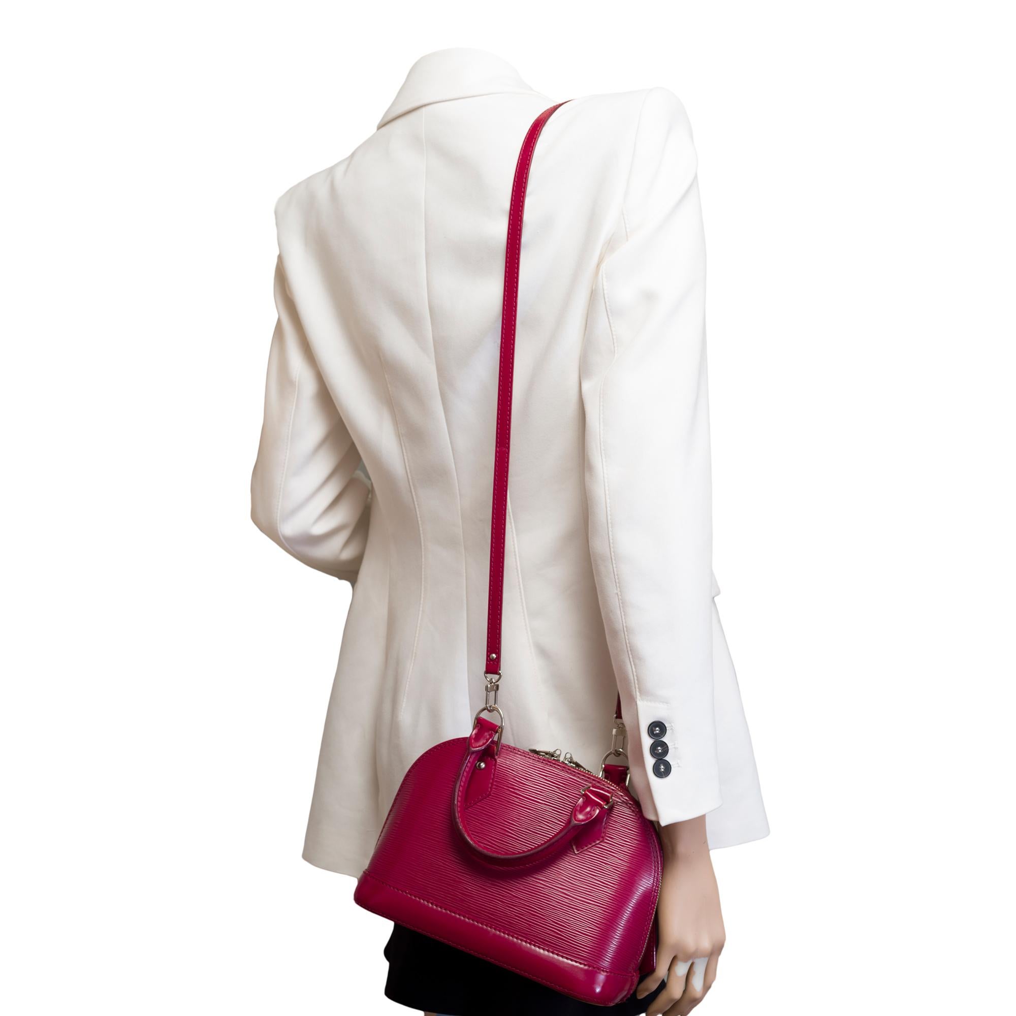 Beautiful Louis Vuitton Alma BB handbag strap in Fuchsia épi leather, SHW 9