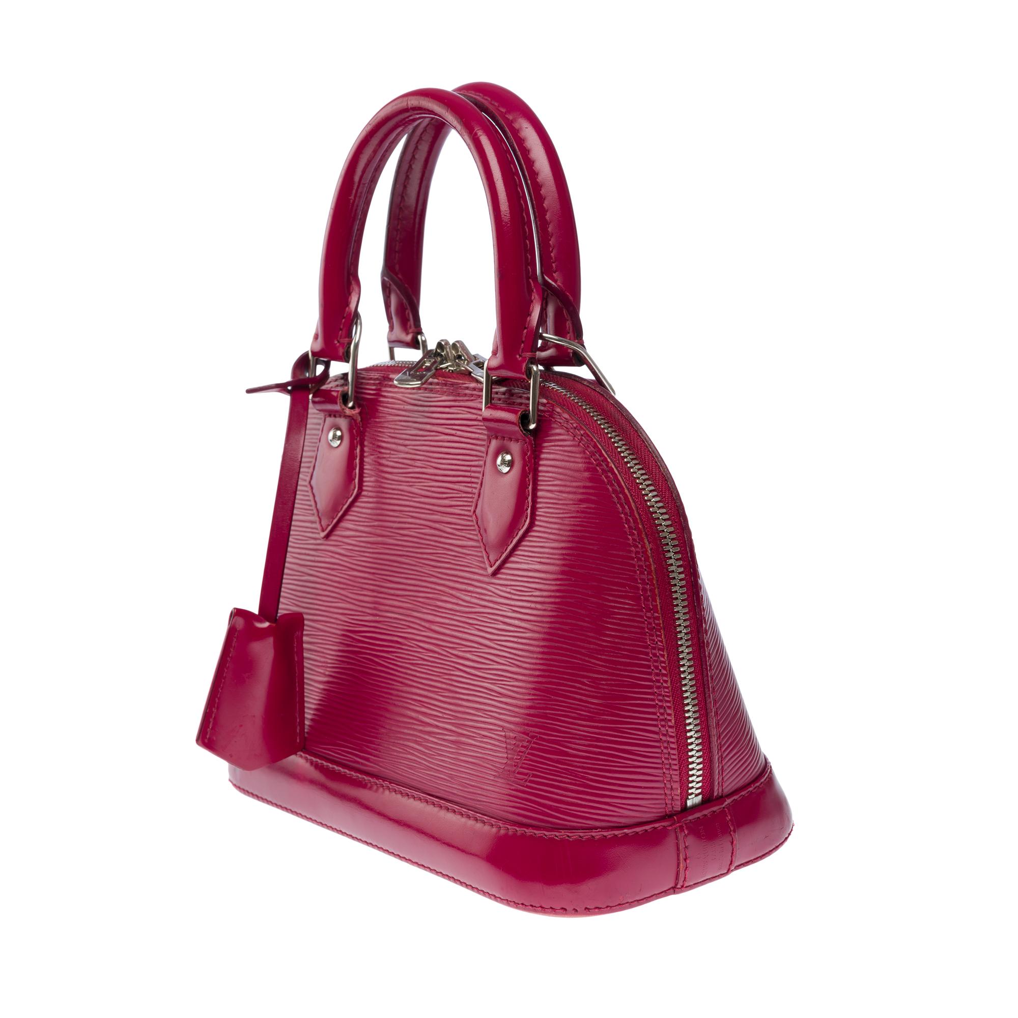 Beautiful Louis Vuitton Alma BB handbag strap in Fuchsia épi leather, SHW 1