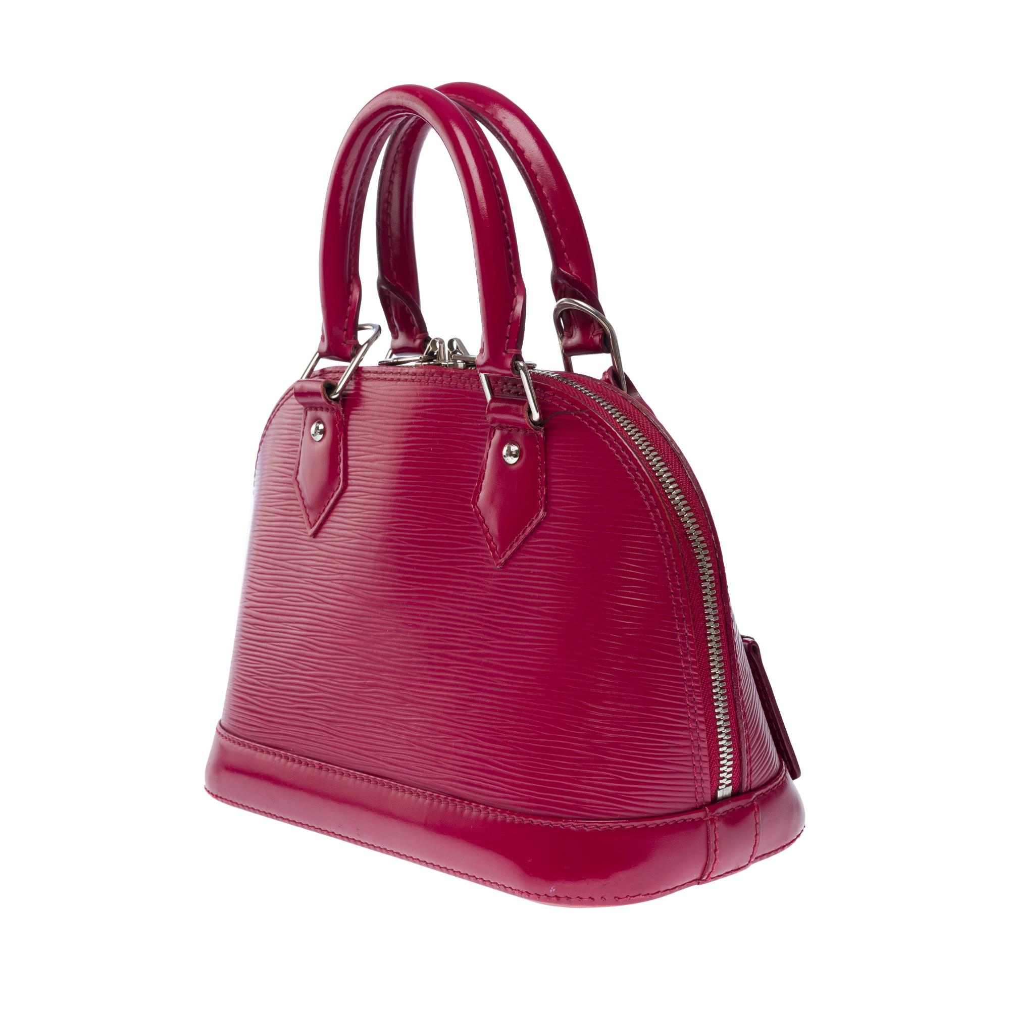 Beautiful Louis Vuitton Alma BB handbag strap in Fuchsia épi leather, SHW 2