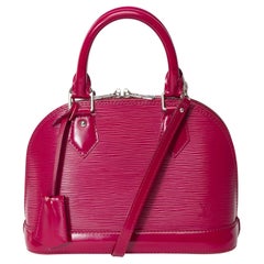 Belle bandoulière de sac à main Louis Vuitton Alma BB en cuir épi Fuchsia, SHW