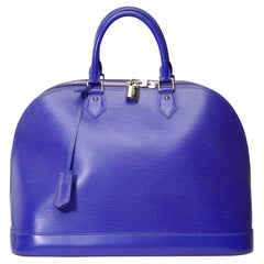 Magnifique sac à main Louis Vuitton Alma GM en cuir épi Fig, SHW