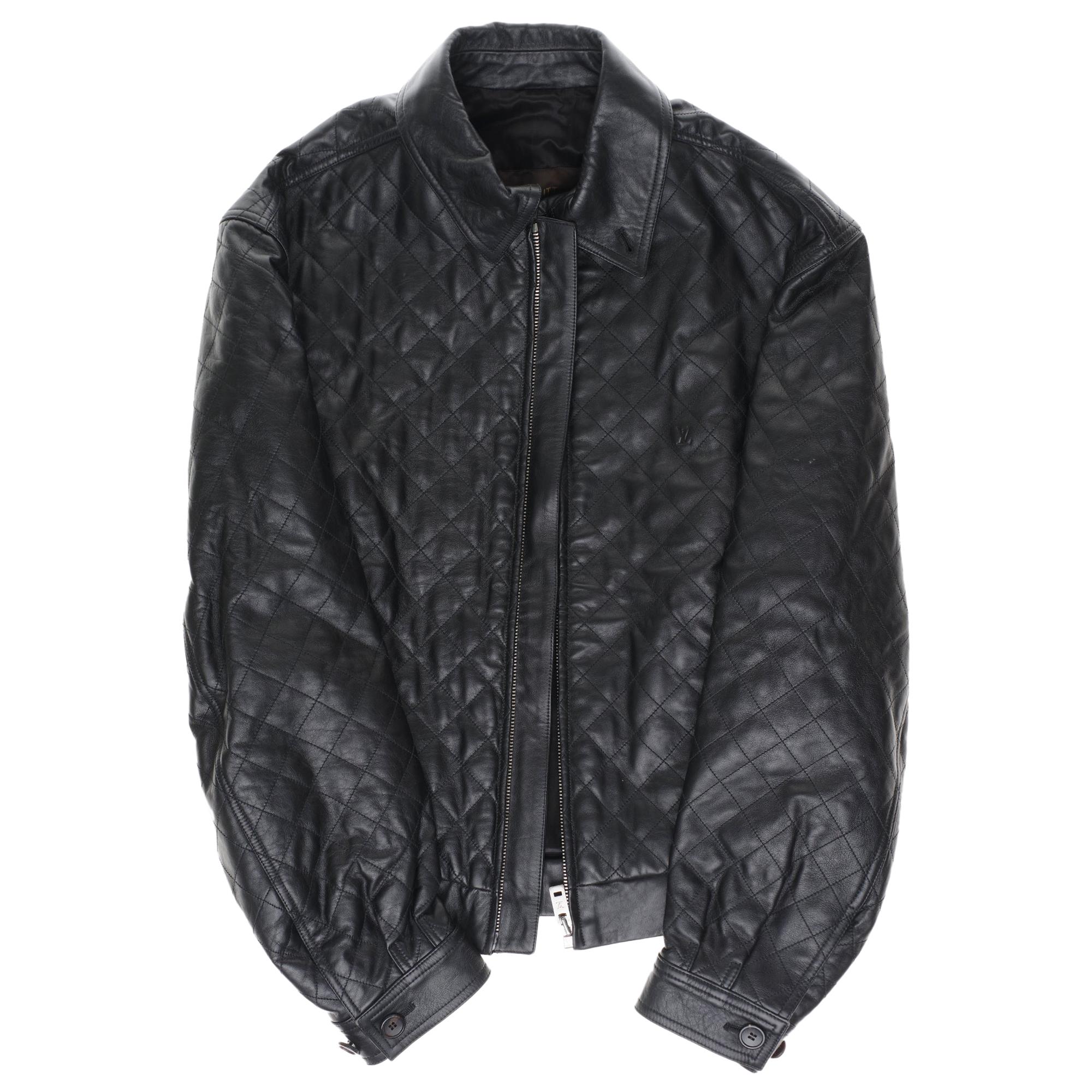 Beautiful Louis Vuitton Men's Jacket in black quilted calfskin, size 52 (L)  at 1stDibs