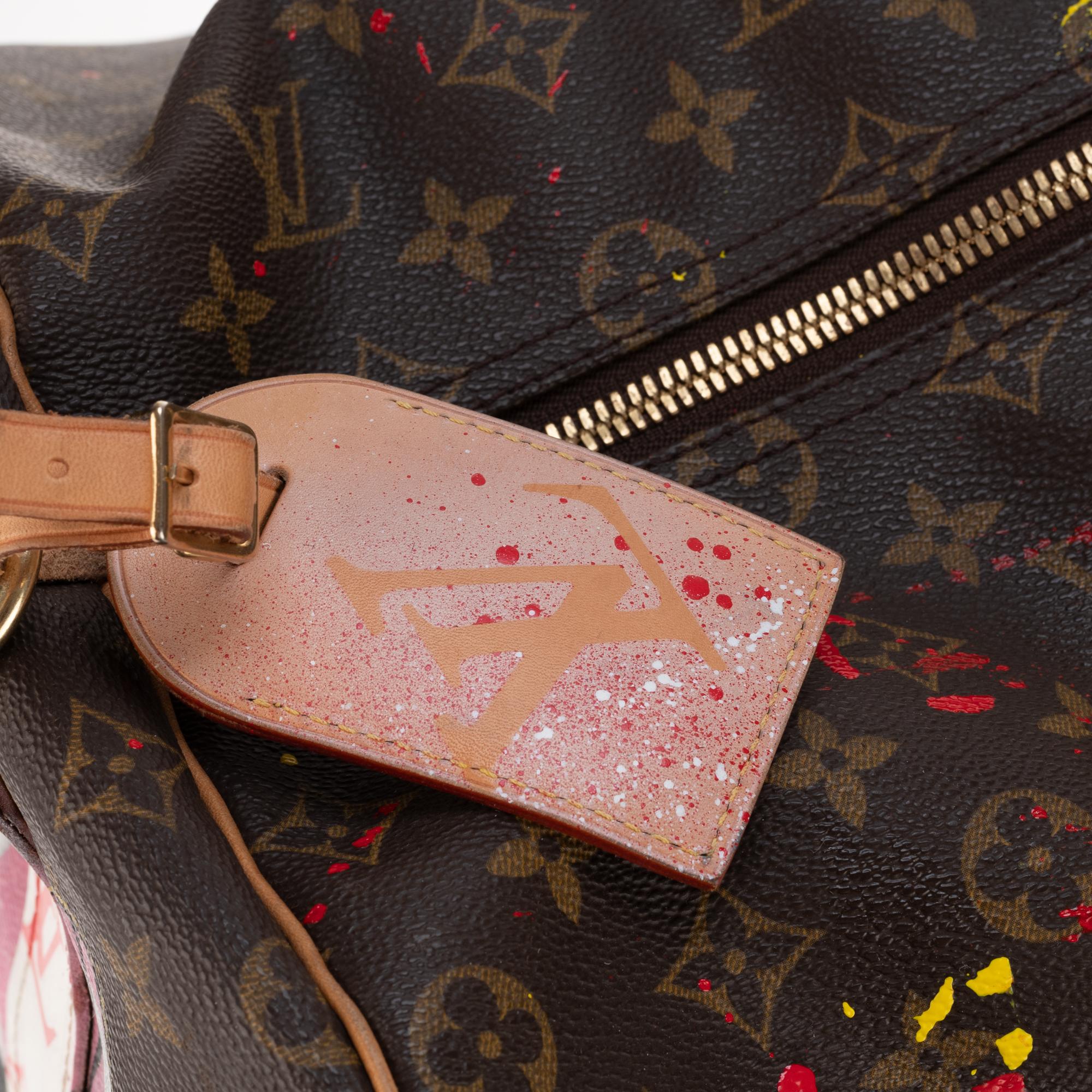 Beautiful Louis Vuitton  travel bag Keepall 60 in monogram canvas customized ! 6