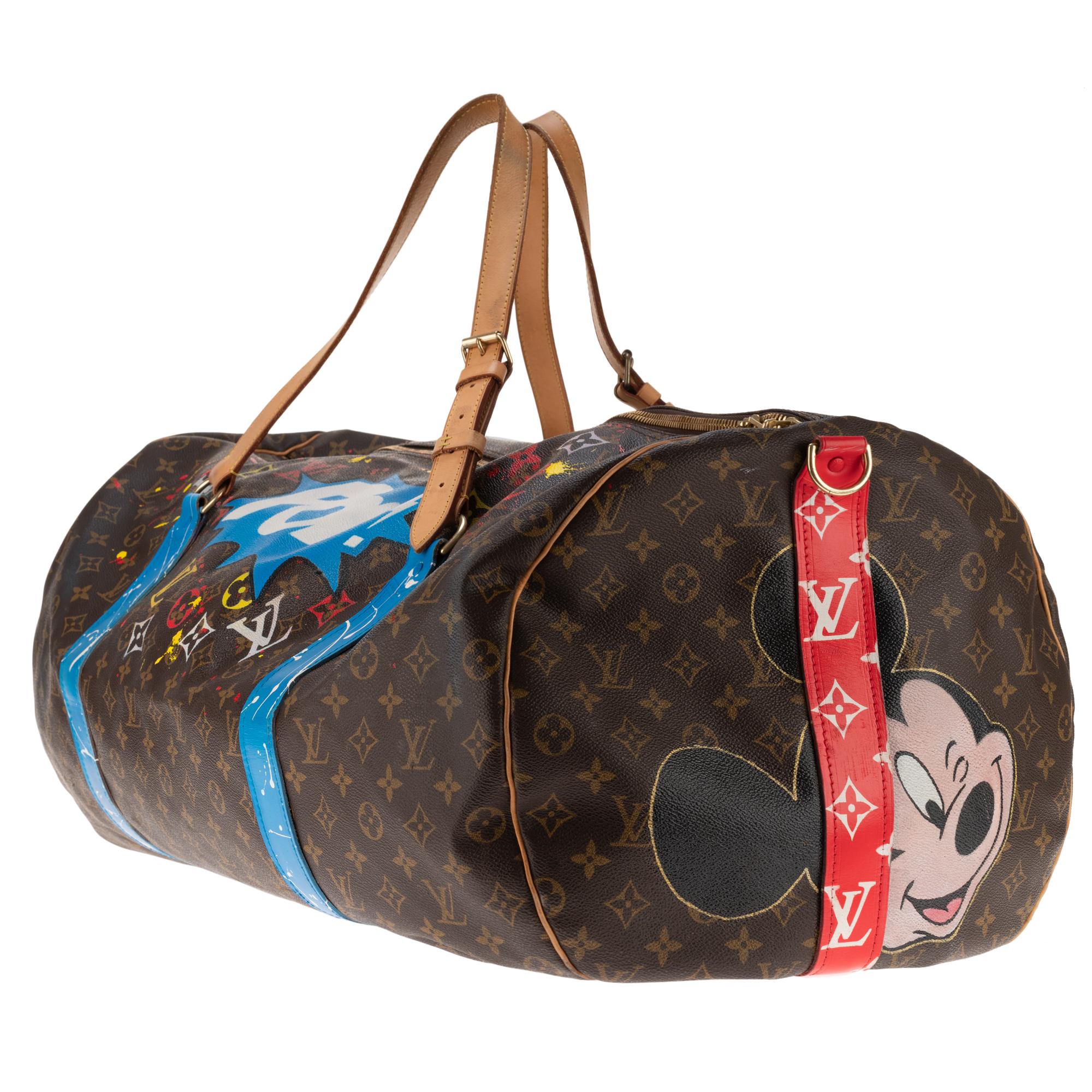 Beautiful Louis Vuitton  travel bag Keepall 60 in monogram canvas customized ! 1