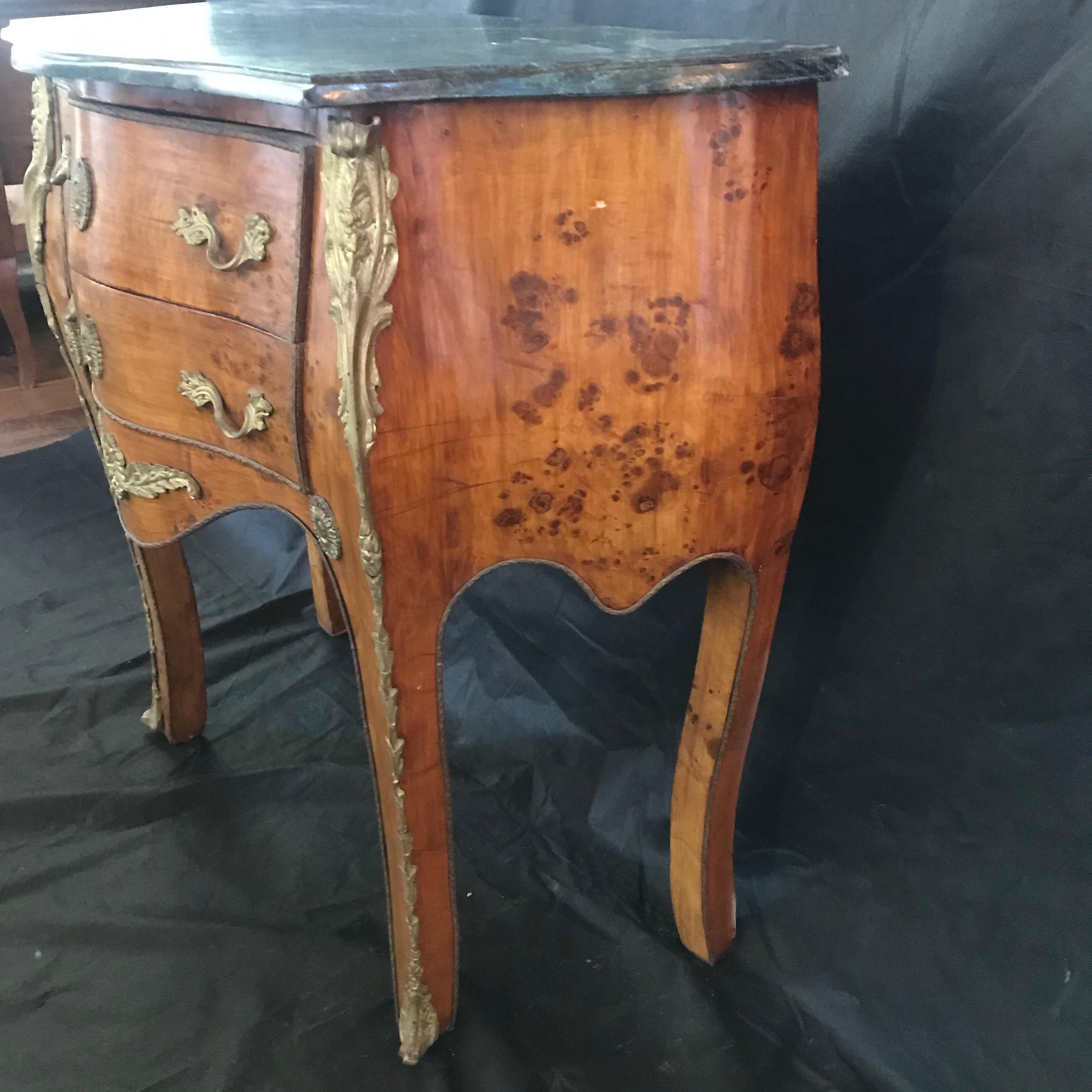 Beautiful Louis XV Petite Commode Nightstand or Side Table with Marble Top 3