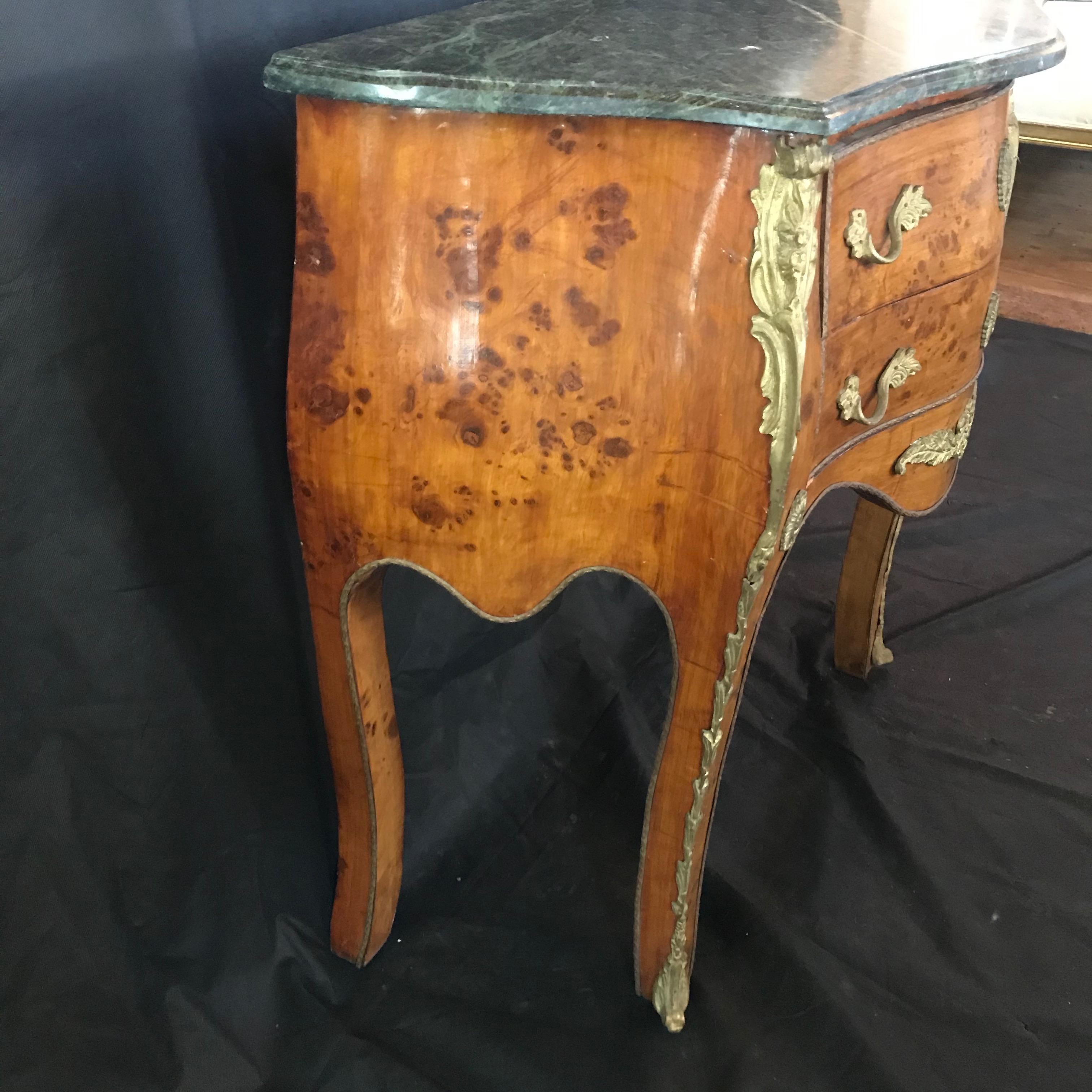 Beautiful Louis XV Petite Commode Nightstand or Side Table with Marble Top In Good Condition In Hopewell, NJ
