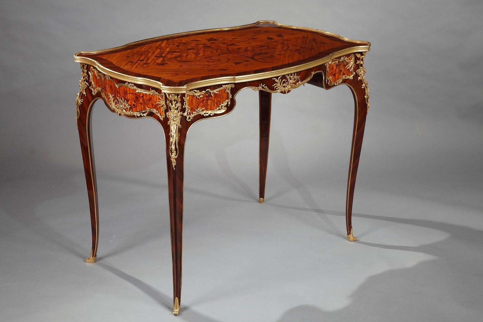 Wood Louis XV Style Table Attributed to J.E. Zwiener, France, circa 1880 For Sale