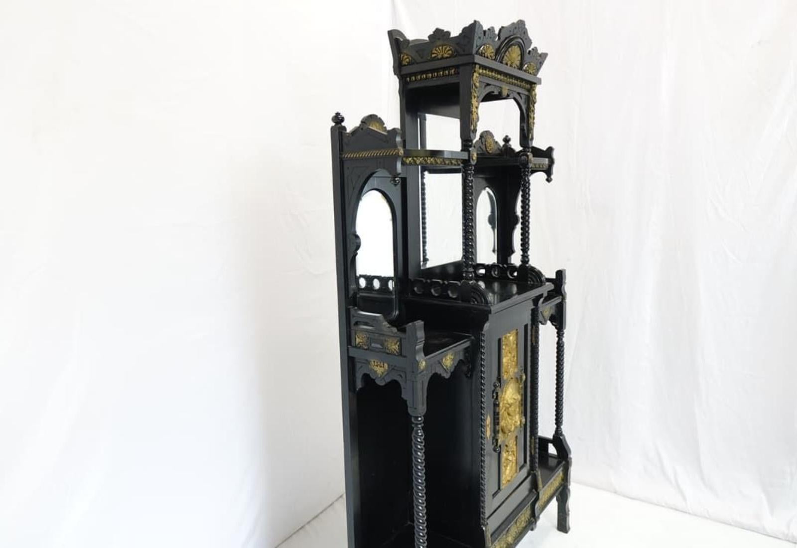 Beautiful Louis XVI Black and Gold French Cabinet For Sale 3