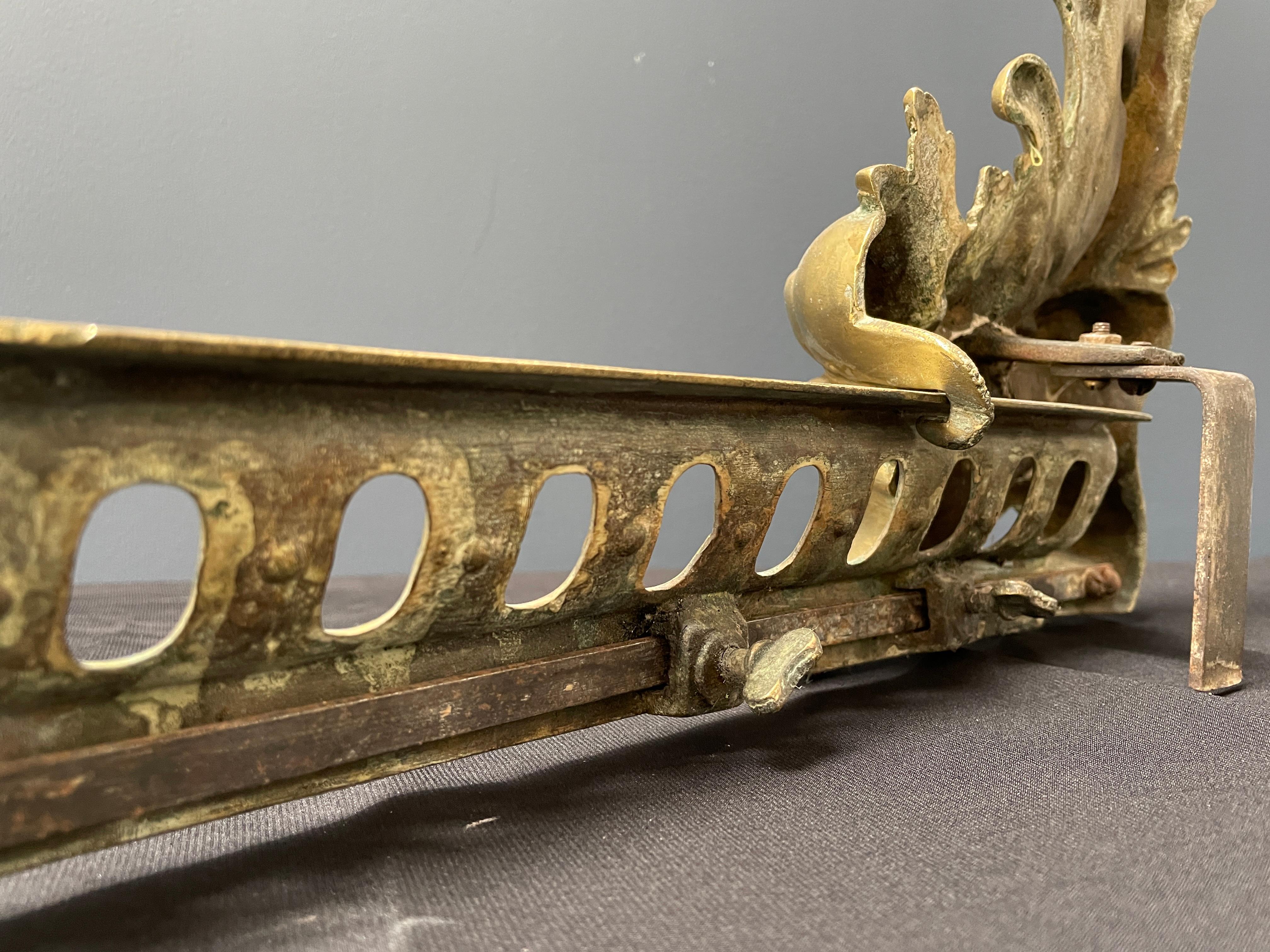Beautiful Louis XVI Bronze Adjustable Fireplace Fender For Sale 5