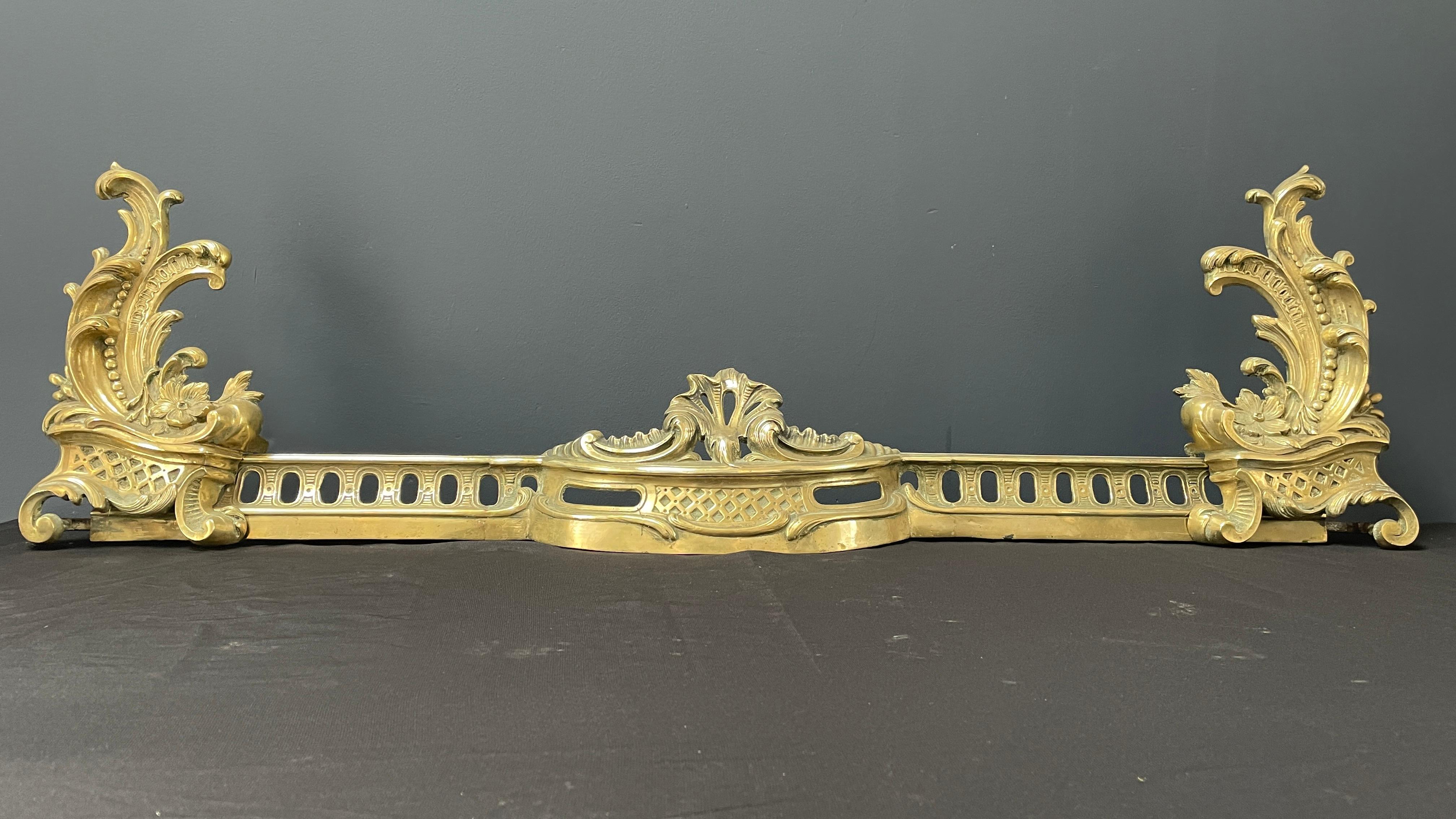 French Beautiful Louis XVI Bronze Adjustable Fireplace Fender For Sale