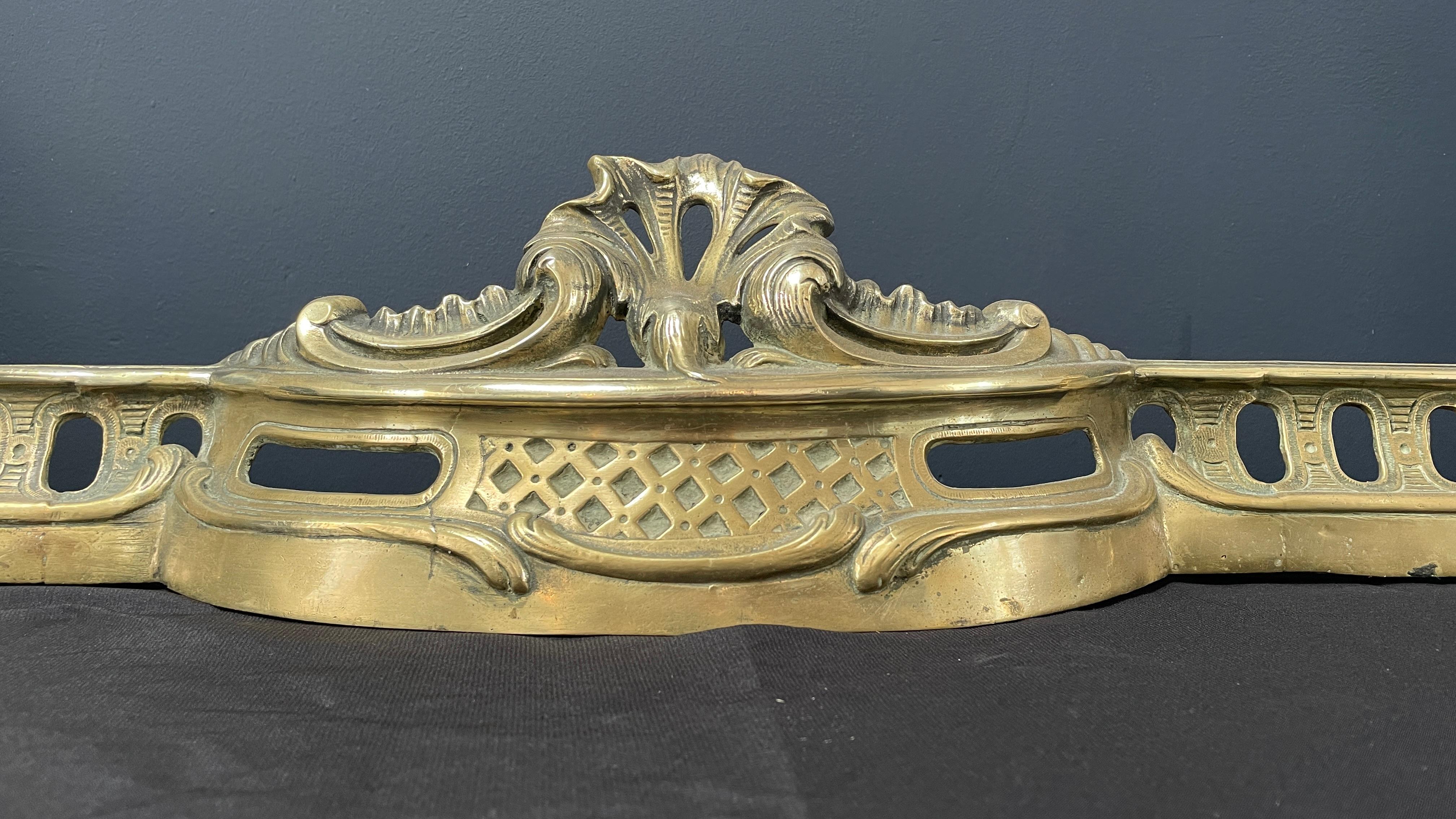 Beautiful Louis XVI Bronze Adjustable Fireplace Fender For Sale 1