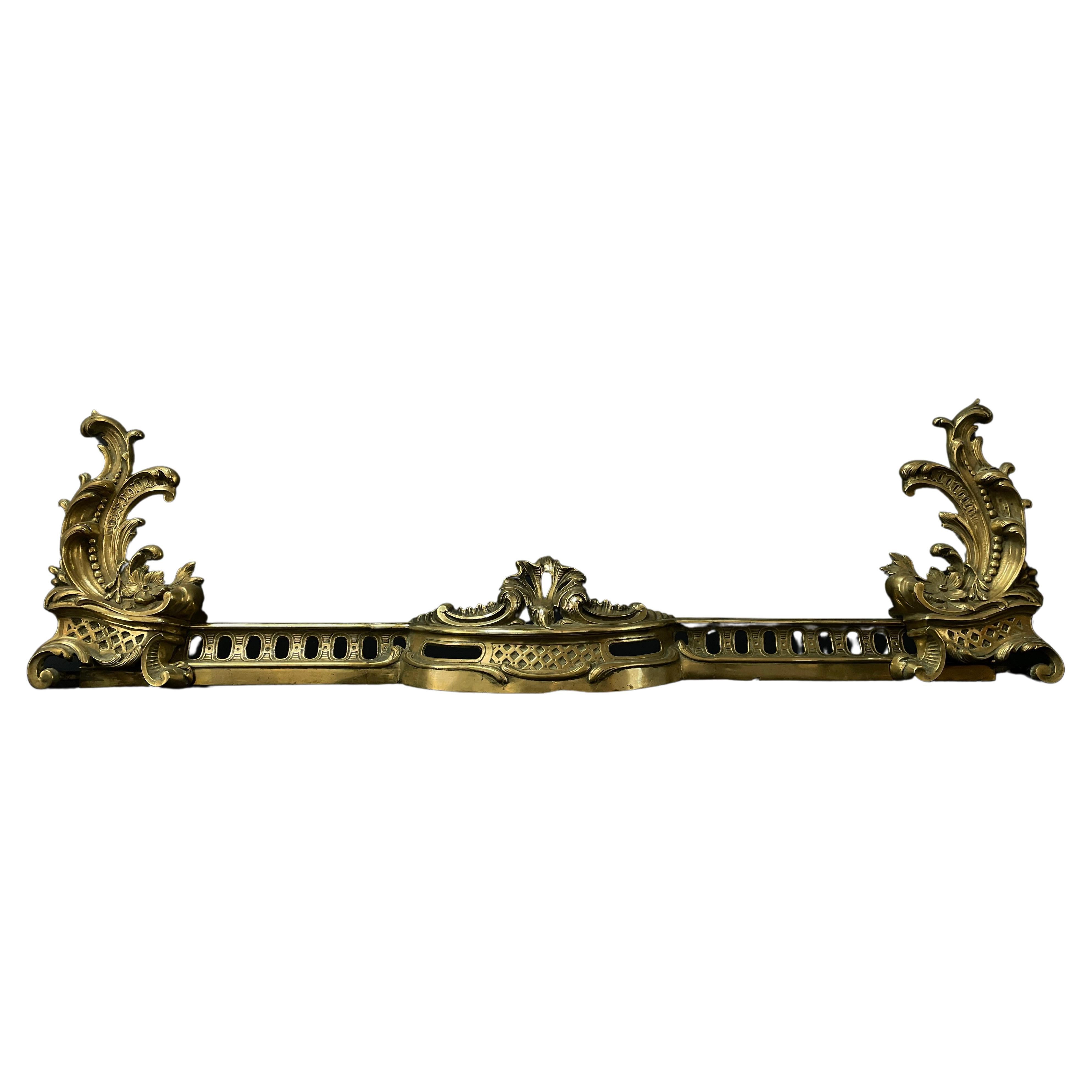 Beautiful Louis XVI Bronze Adjustable Fireplace Fender For Sale