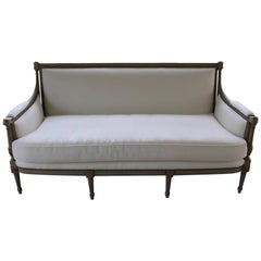 Beautiful Louis XVI Maison Jansen Style Newly Reupholstered Painted Gray Sofa