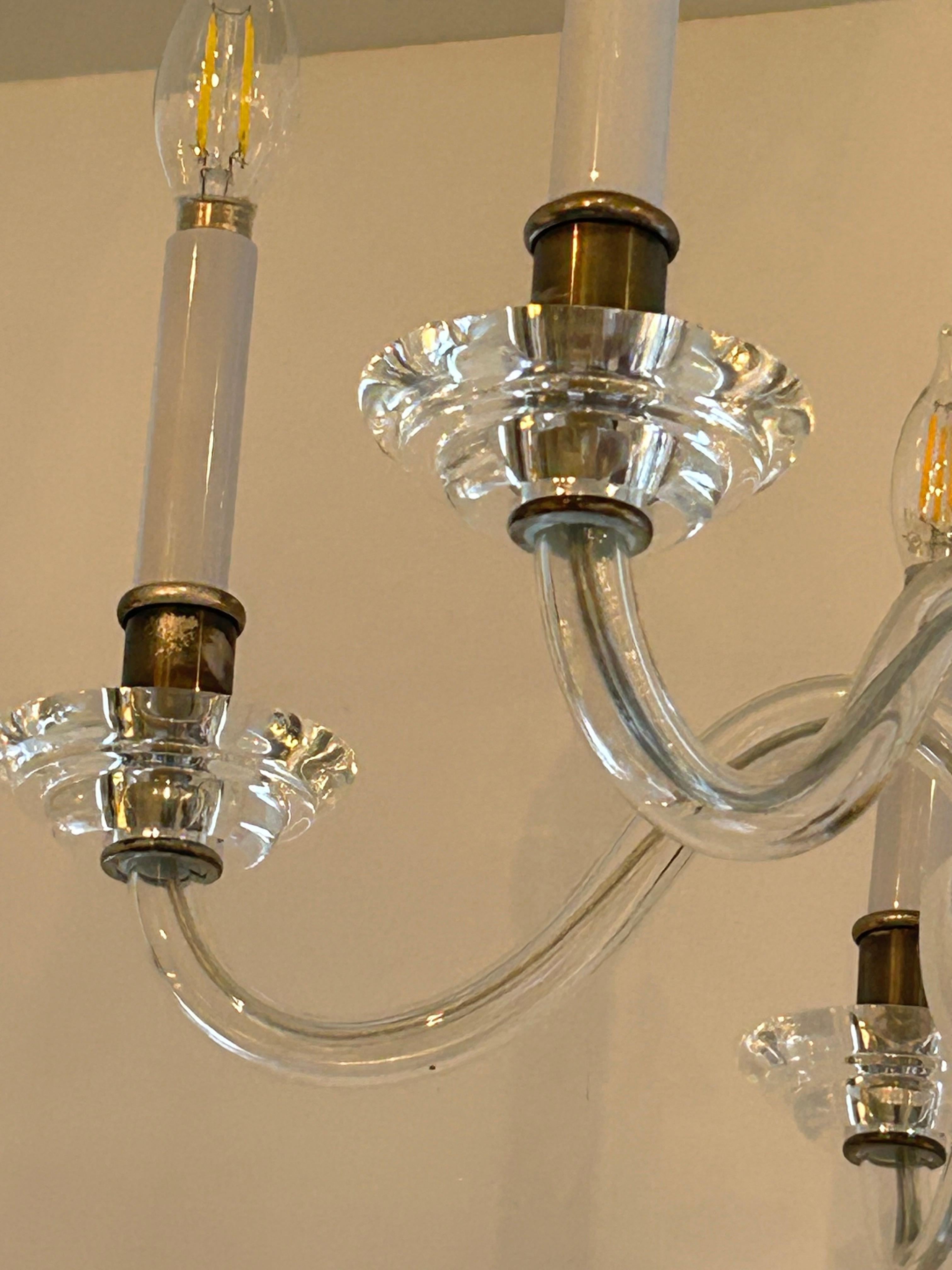 Modern Beautiful Lucite & Glass Chandelier For Sale