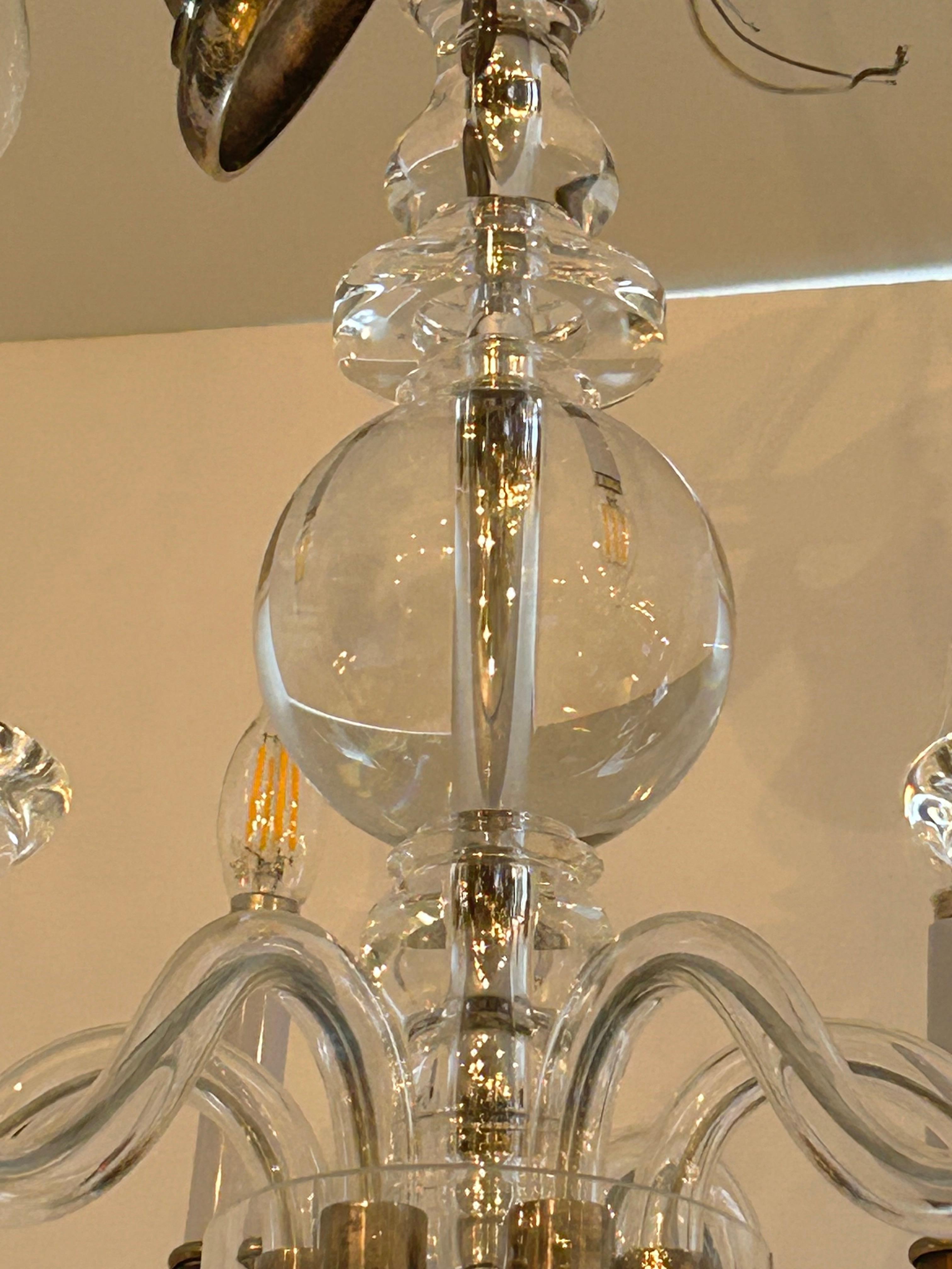 American Beautiful Lucite & Glass Chandelier For Sale
