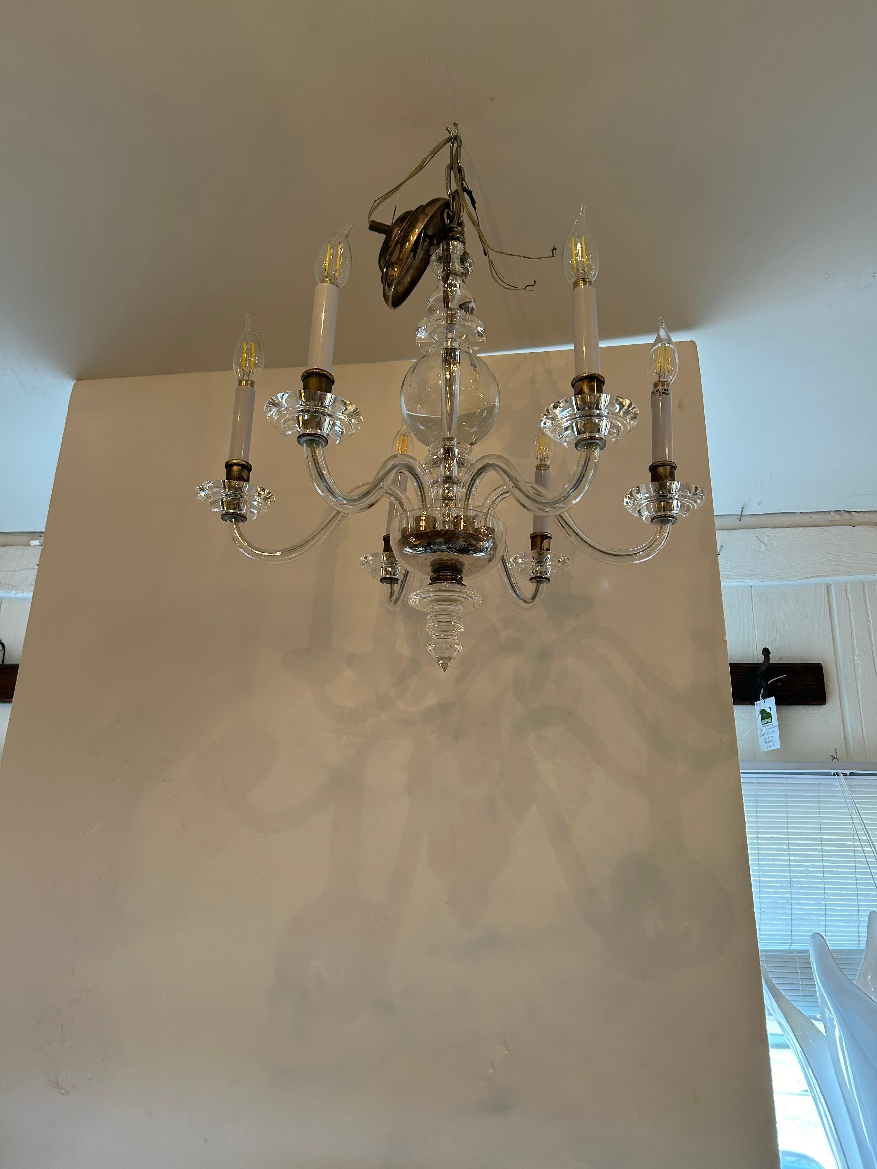 Contemporary Beautiful Lucite & Glass Chandelier For Sale