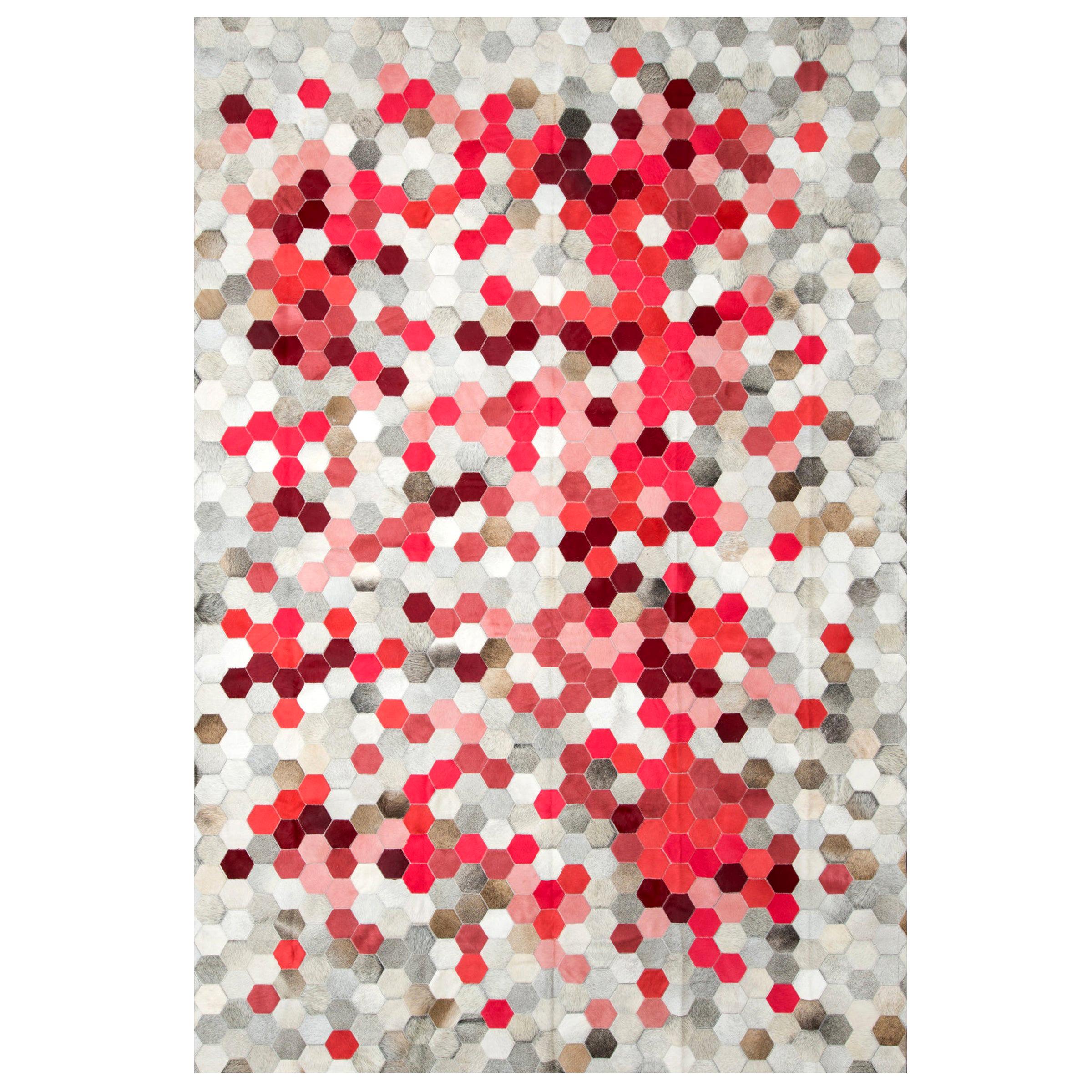 Tapis de sol gris et rose personnalisable en cuir de vache Angulo, petit modèle