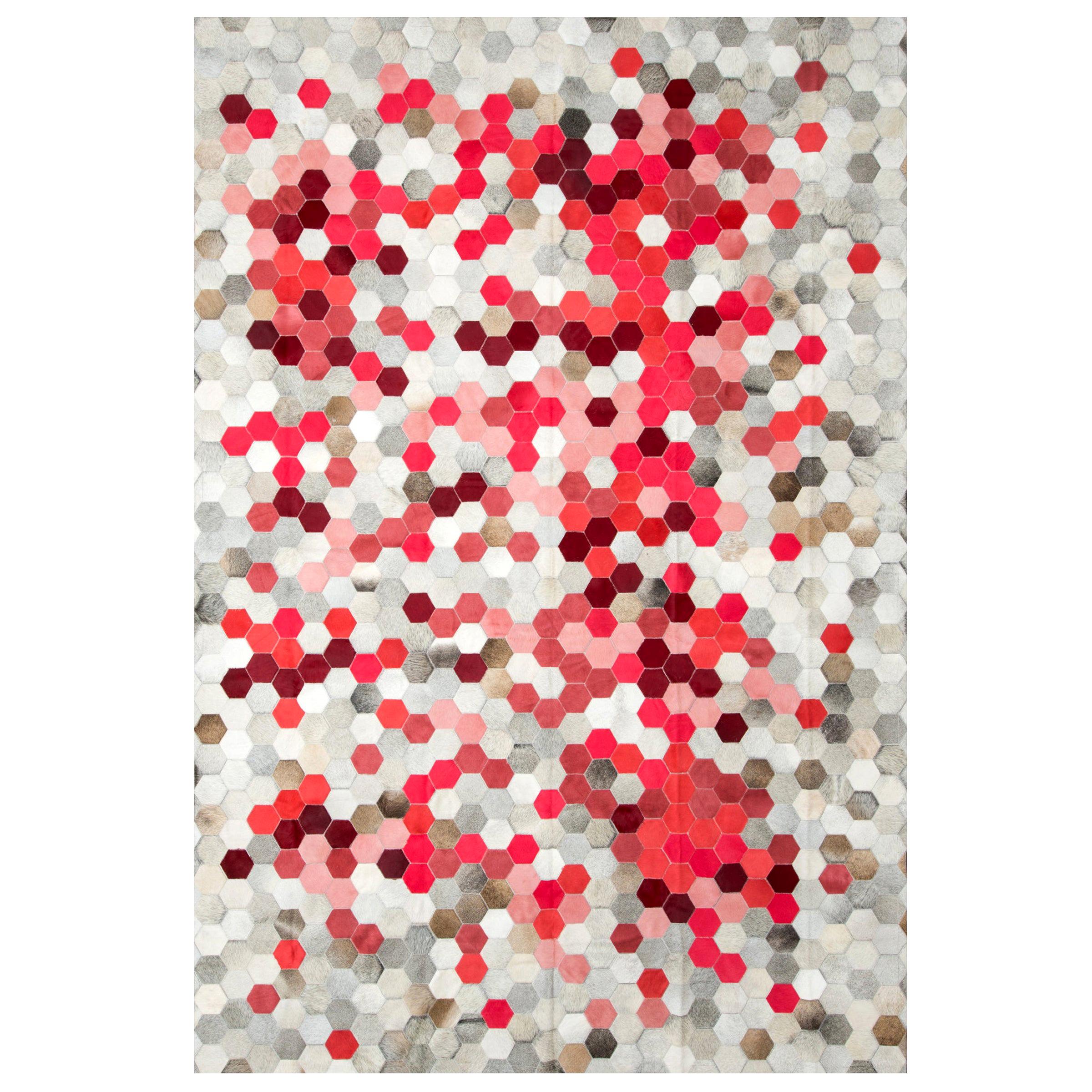 Gray & pink Customizable Angulo Cowhide Area Floor Rug small For Sale