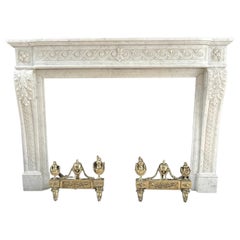 Beautiful Luxury French Antique Front Fireplace Carrara Marmer