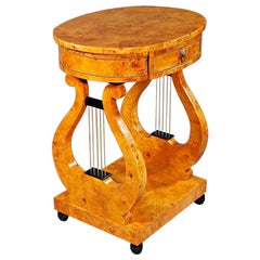 Vintage Beautiful Lyre Sewing Table in Viennese Biedermeier Style