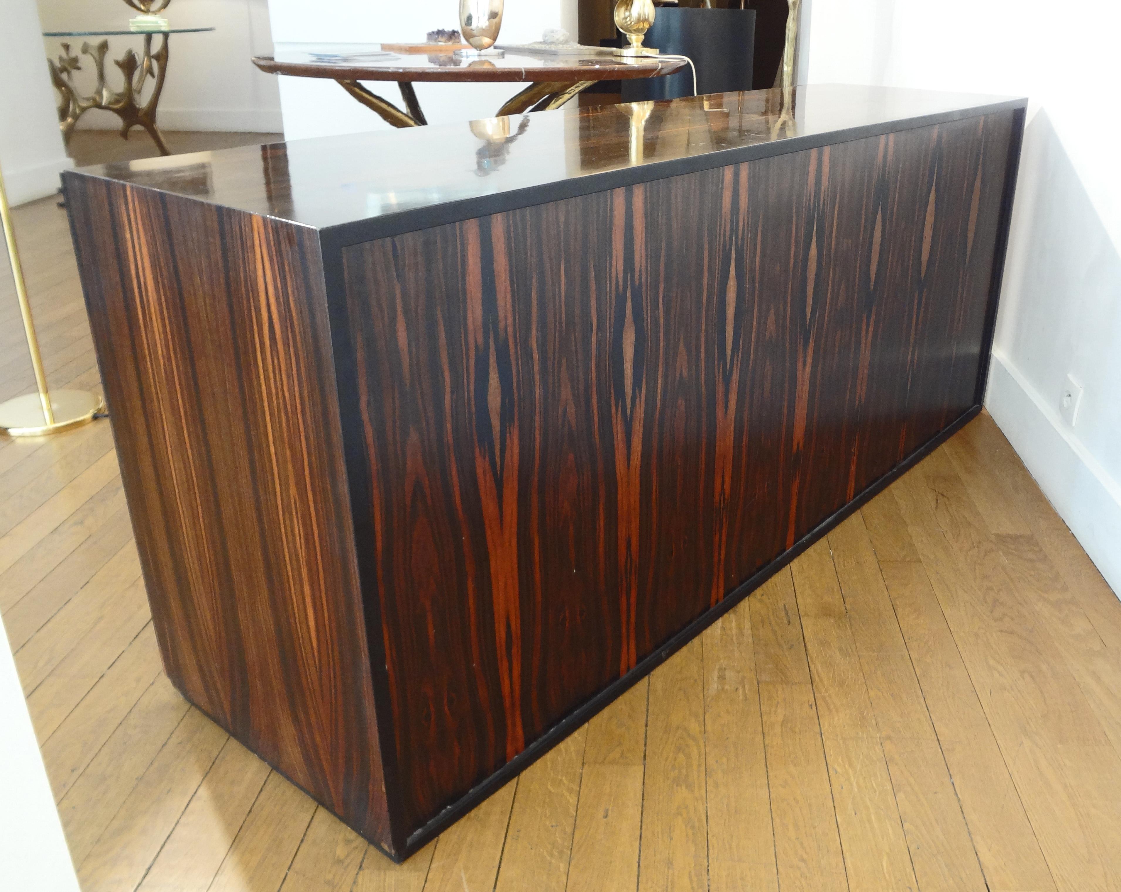Beautiful Macassar Ebony and Bronze Sideboard by L. Frigerio, circa 1975 For Sale 1