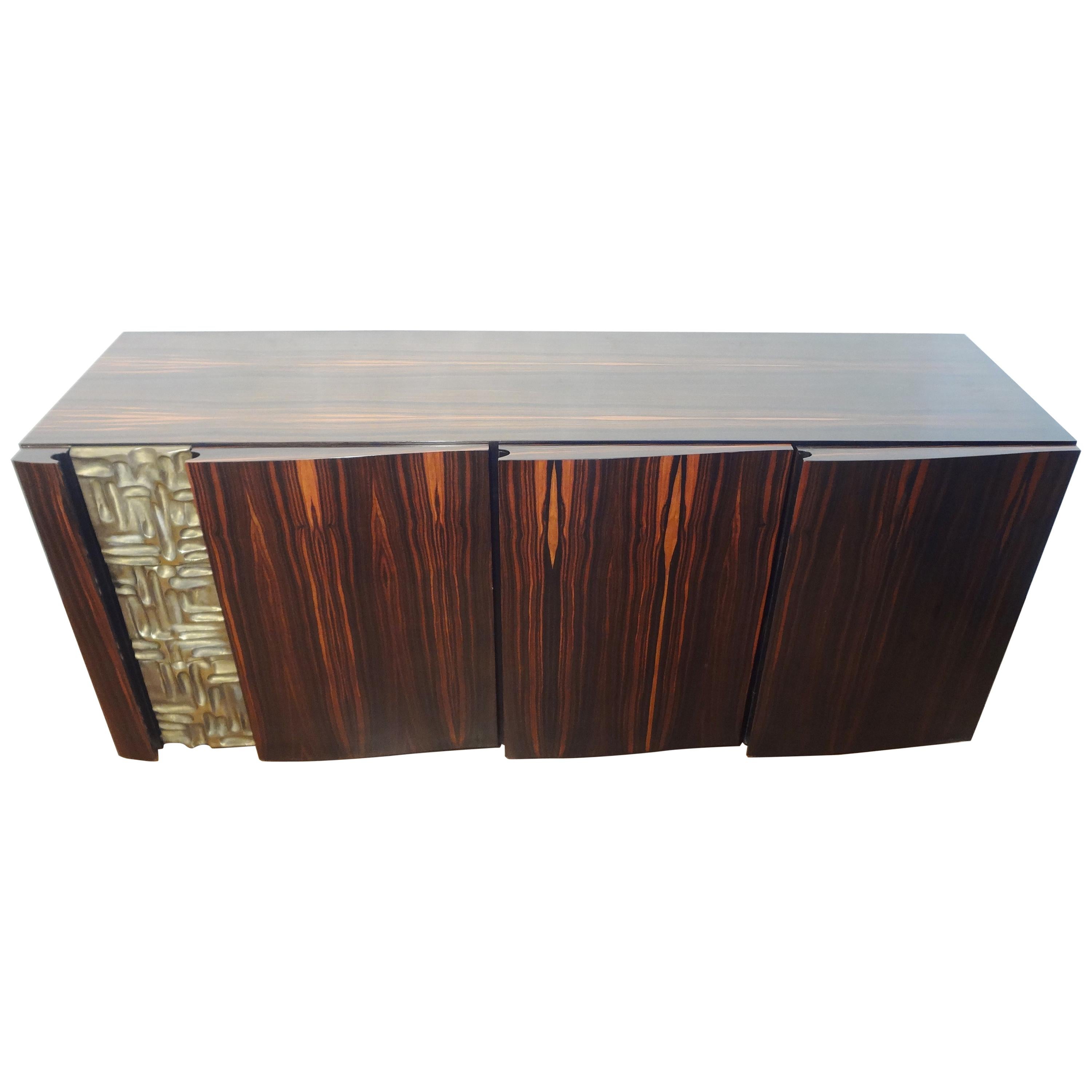 Beautiful Macassar Ebony and Bronze Sideboard by L. Frigerio, circa 1975 For Sale