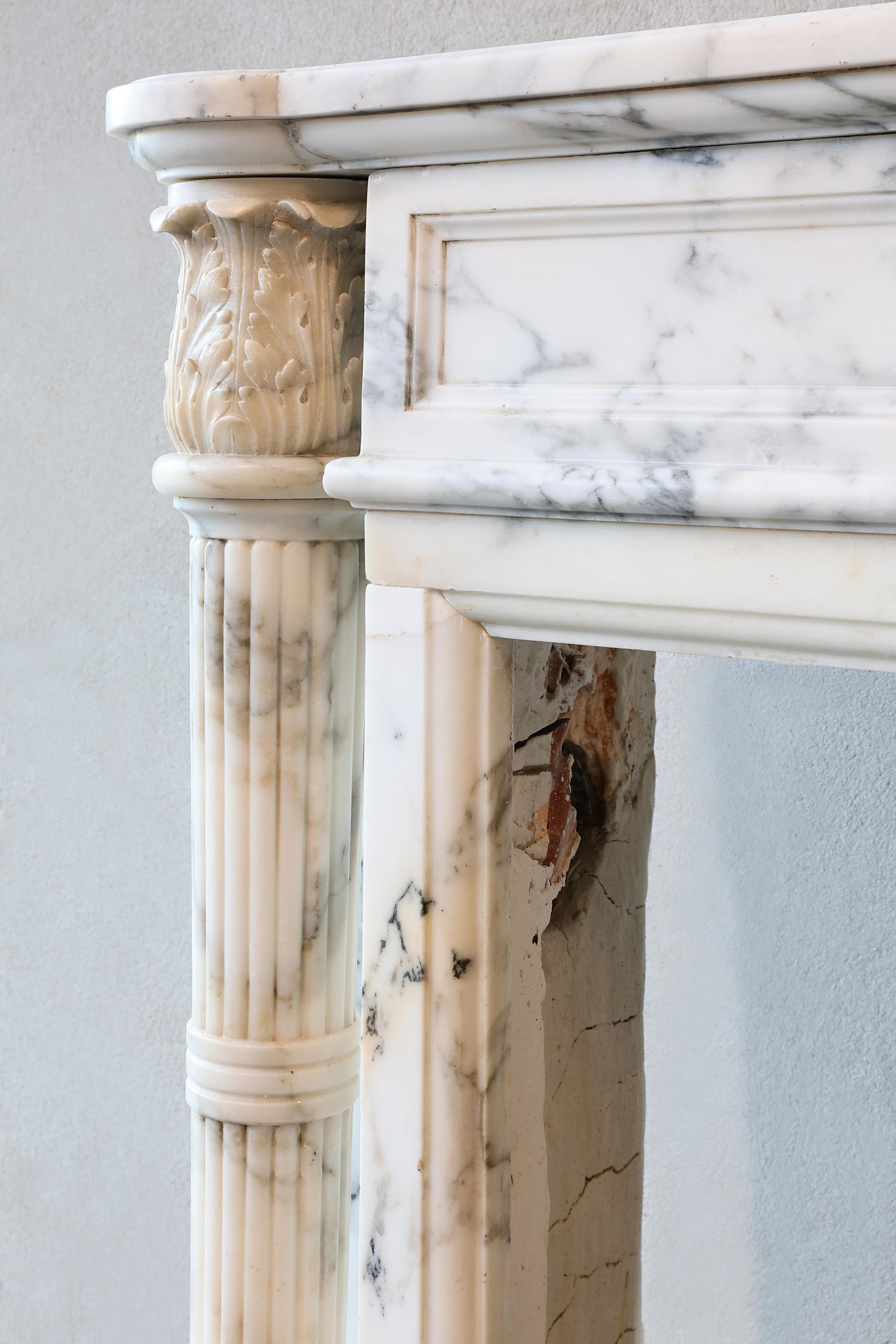 Antique Marble Fireplace  Arabescato Marble  19th Century  Style Louis XVI For Sale 9