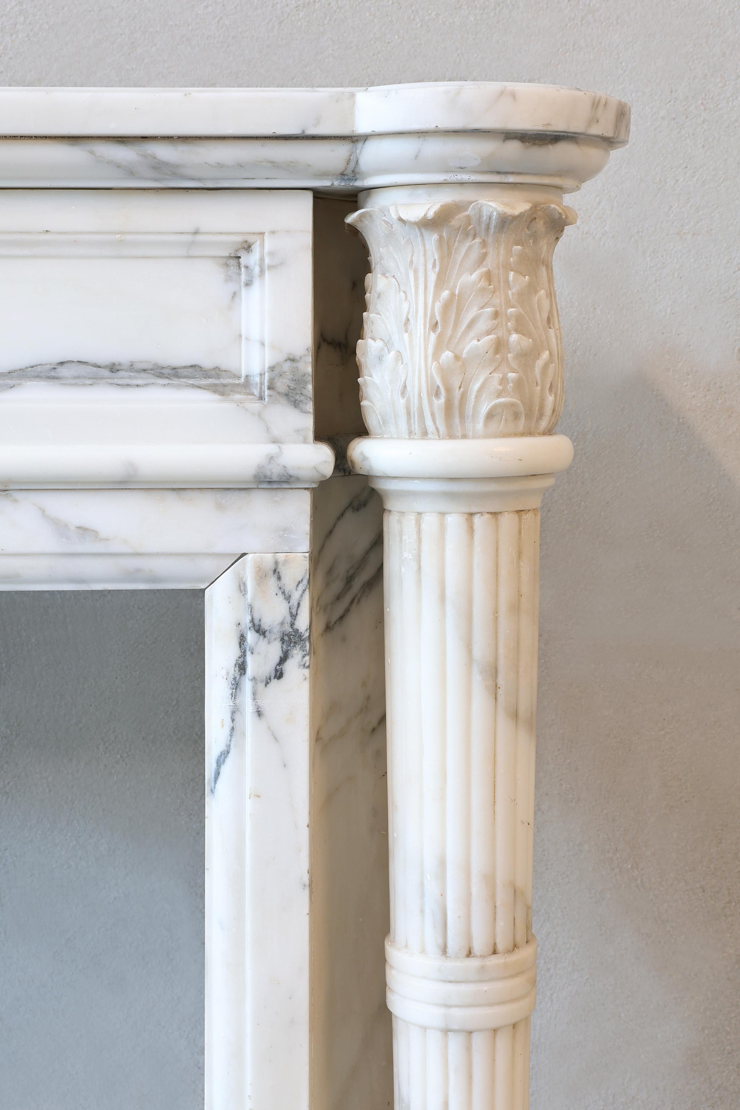 Antique Marble Fireplace  Arabescato Marble  19th Century  Style Louis XVI For Sale 5