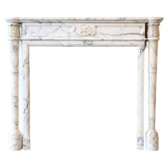 Antique Marble Fireplace  Arabescato Marble  19th Century  Style Louis XVI