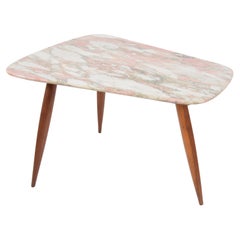 Beautiful Marble and Walnut Side Table