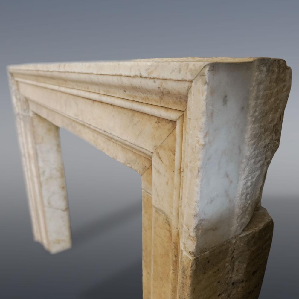 White marble fireplace with frame, Salvador Rosa style, 20th century