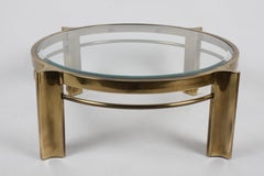 Beautiful Mastercraft Round Brass & Glass Coffee Table, Hollywood Regency