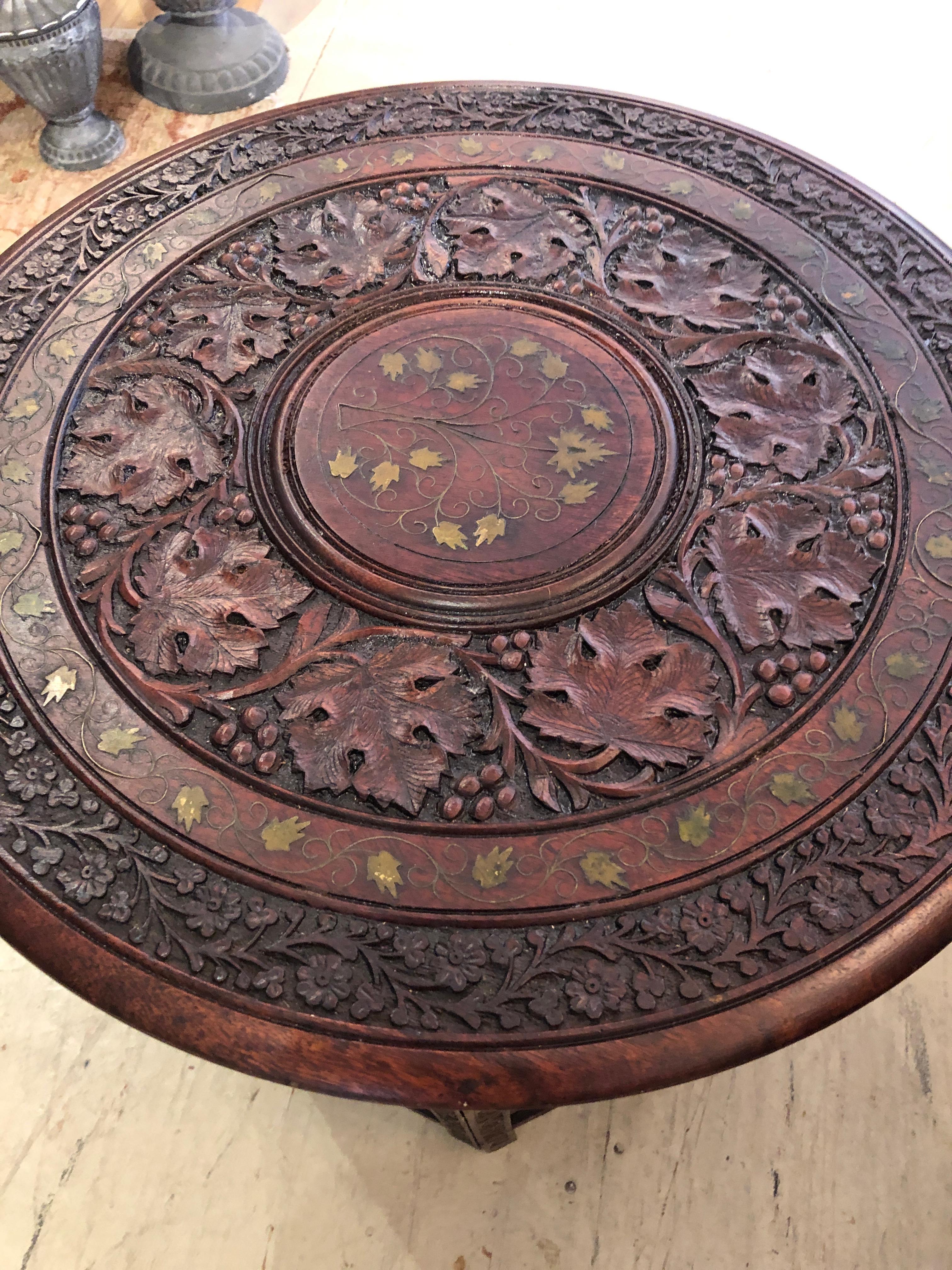 Beautiful Medium Sized Round Moorish Anglo-Indian End Table 3