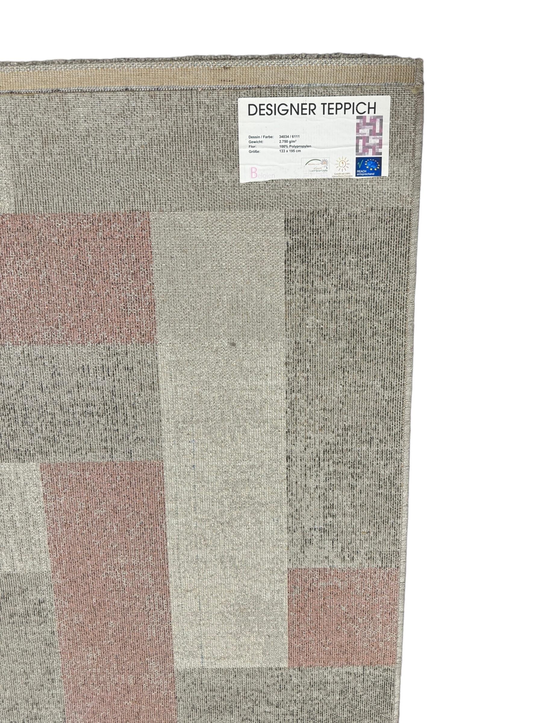 Beautiful medium Vintage Grey and Pink Modern Rya Rug Belgium, 1980s For Sale 6