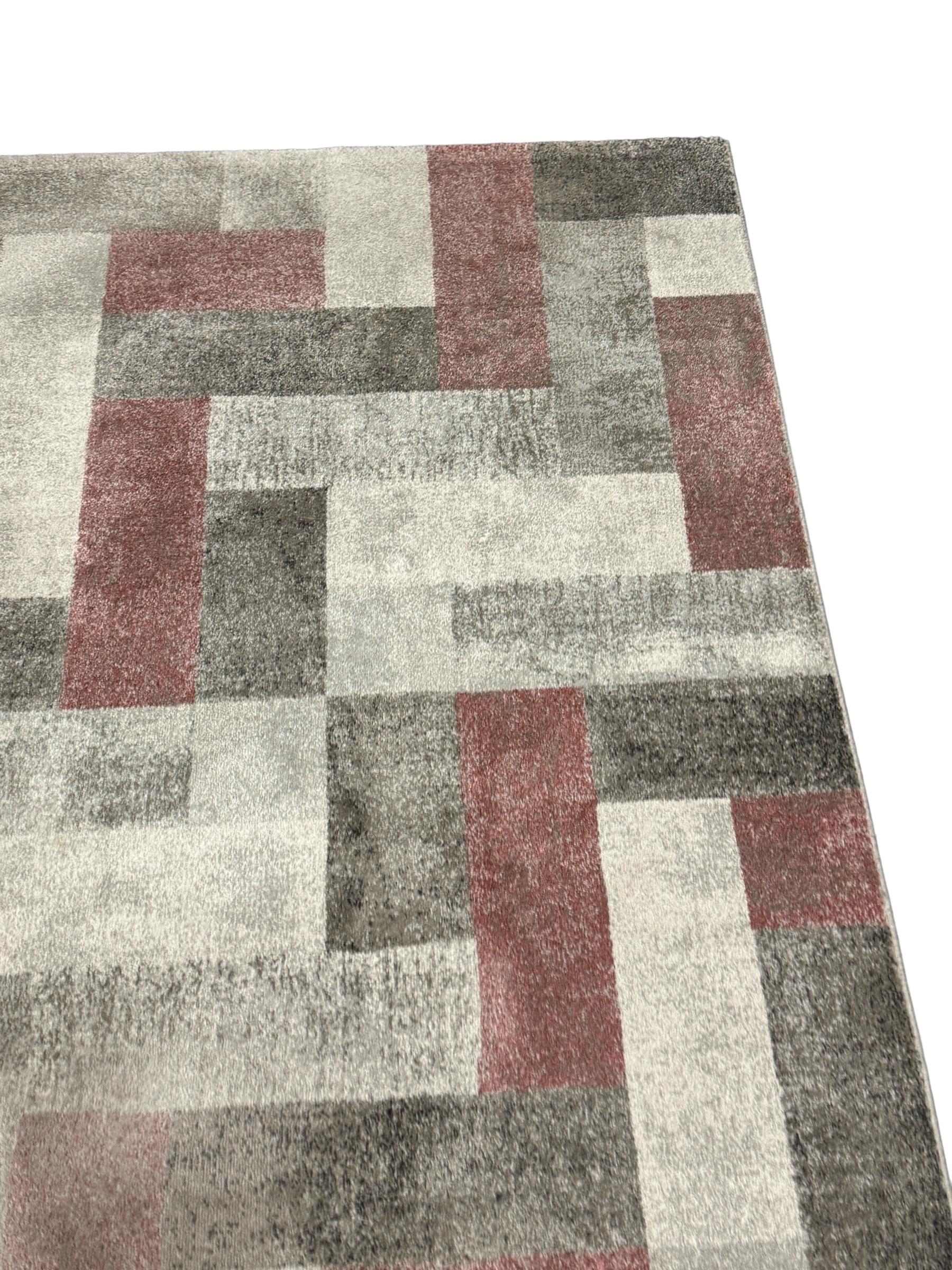 Wool Beautiful medium Vintage Grey and Pink Modern Rya Rug Belgium, 1980s For Sale