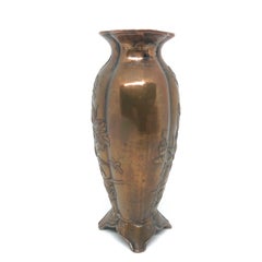 Beautiful Metal Art Nouveau Vase, Bunch of Flowers Motif, circa 1910s