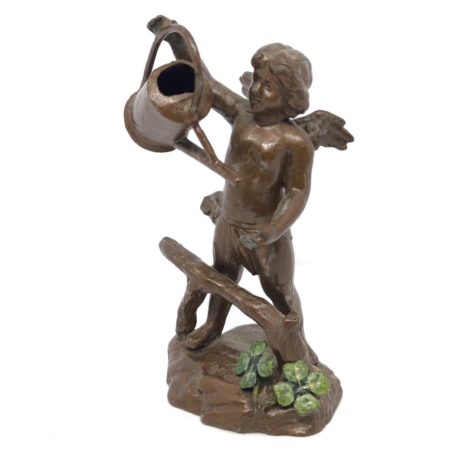 Beautiful Metal Cherub Angel Lucky Charm Figurine Antique Austria, 1900s