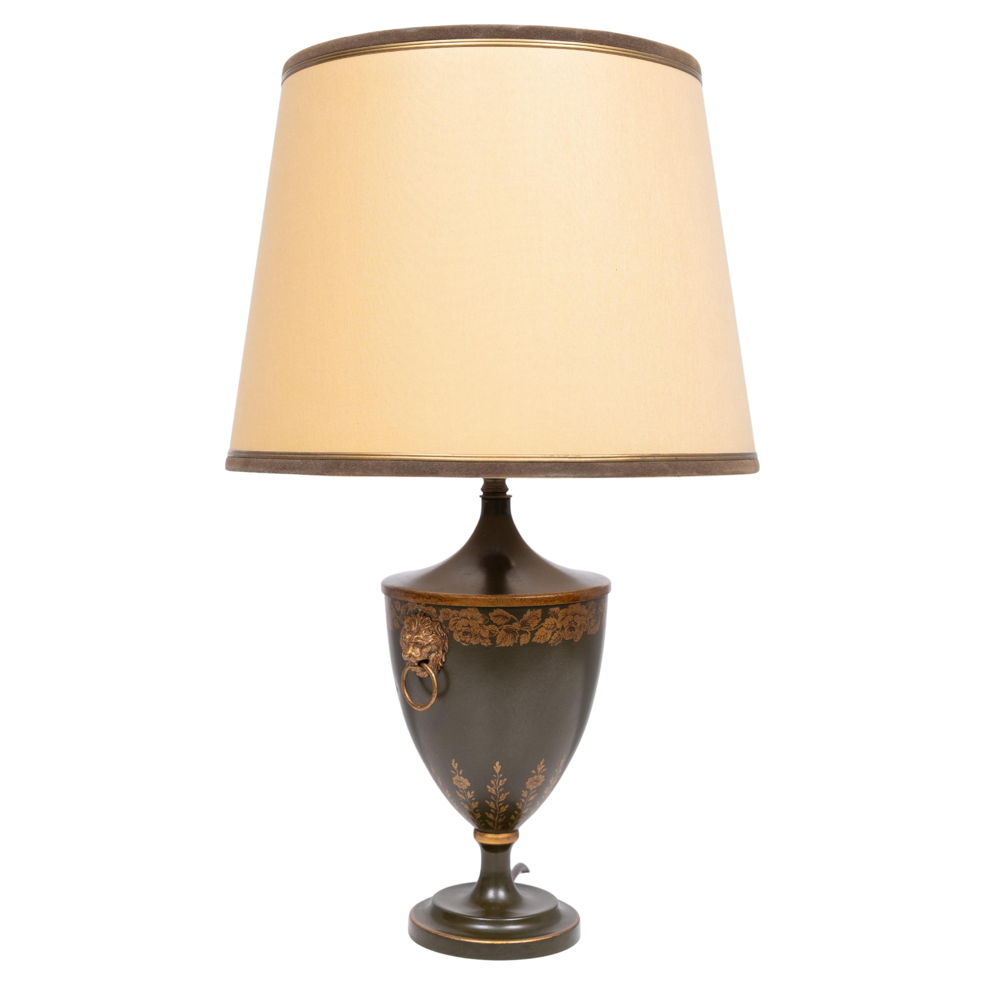 Bello  Lampada da tavolo TÔLE in metallo dipinto di verde 1960 Francia