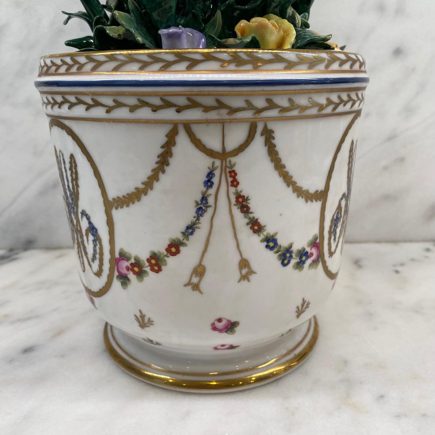 Beautiful Meticulously Detailed French Sevres Porcelain Flower Vase or Cachepot For Sale 5