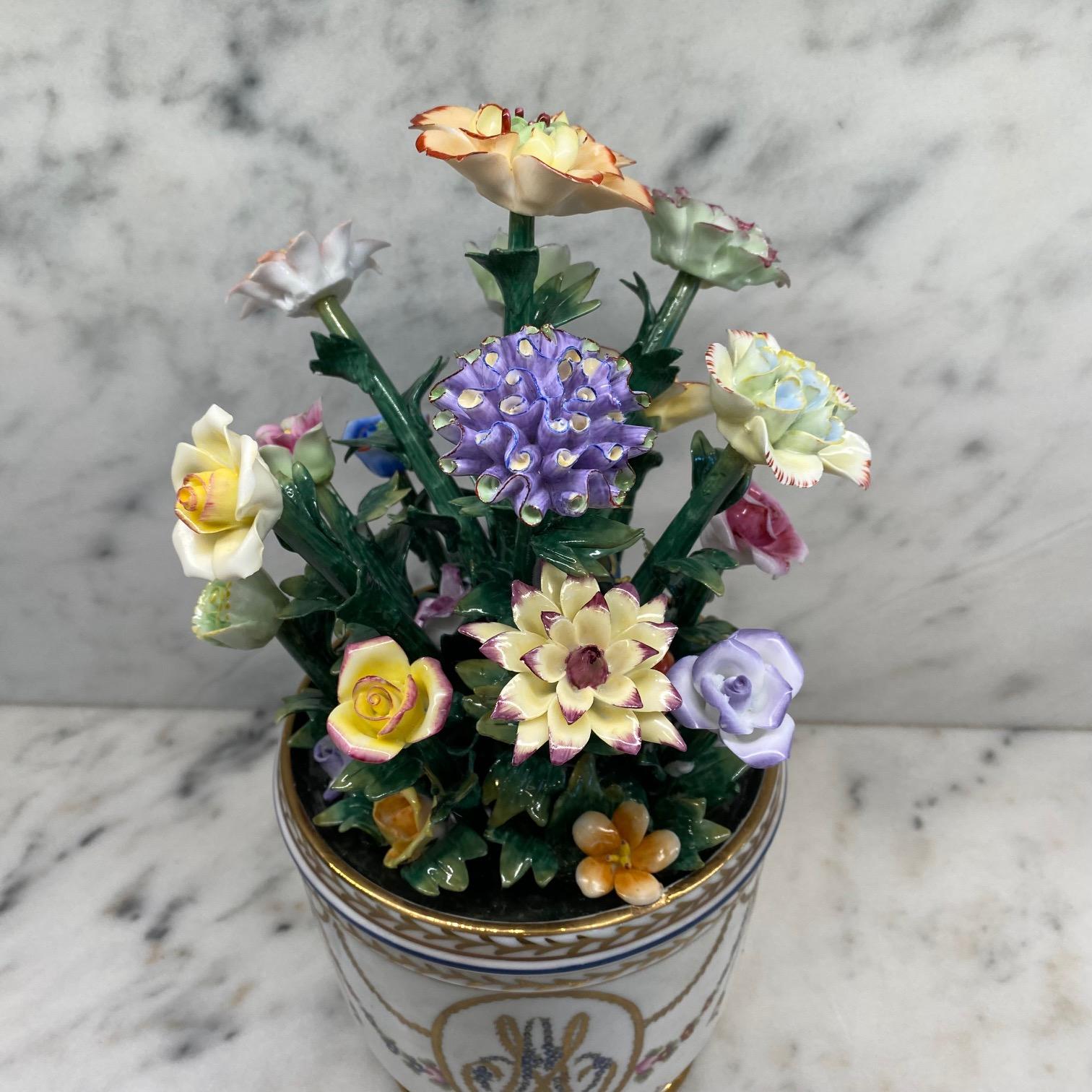 French Provincial Beautiful Meticulously Detailed French Sevres Porcelain Flower Vase or Cachepot For Sale